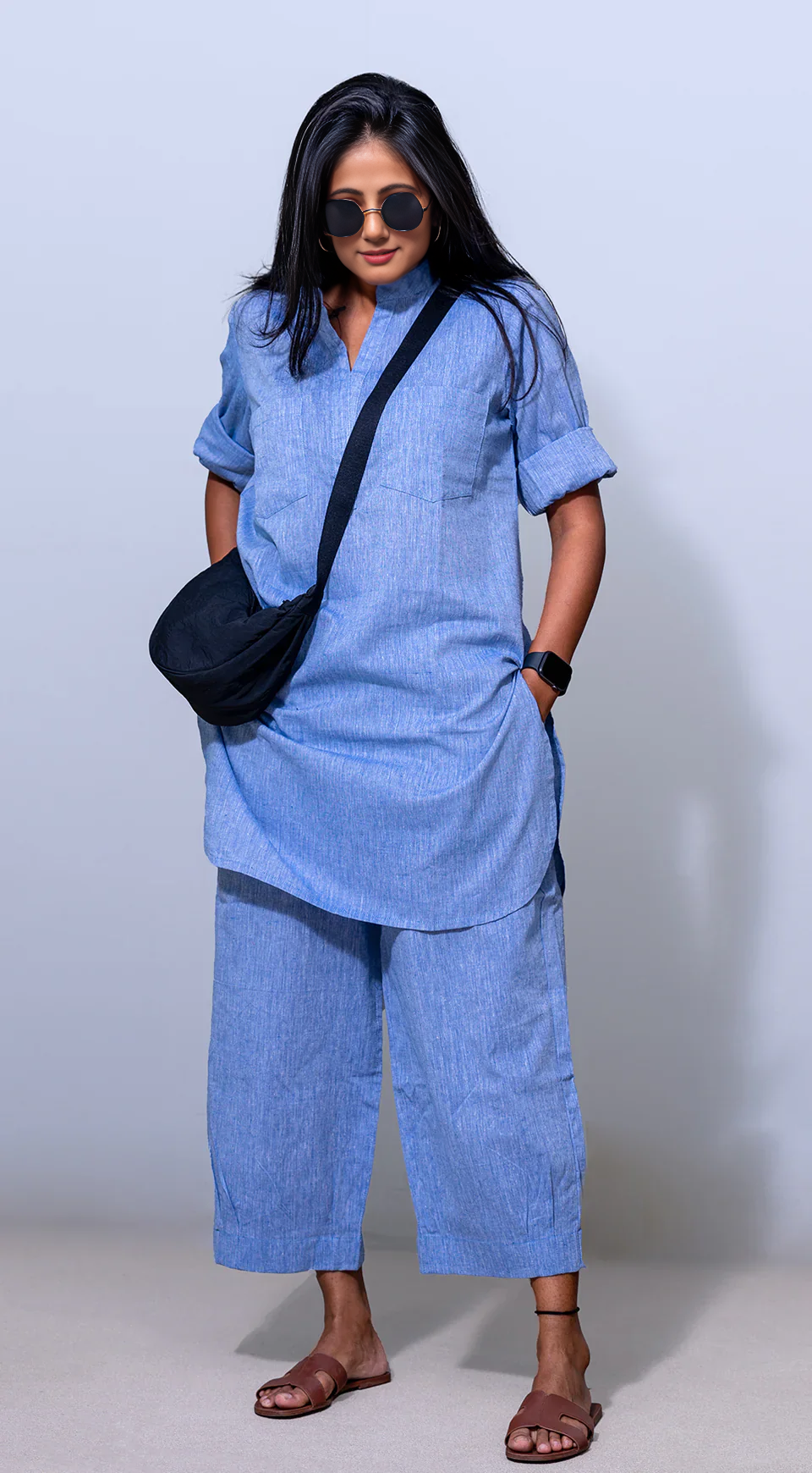 Sky BlueCasual Cotton Co-ord Set for Women
