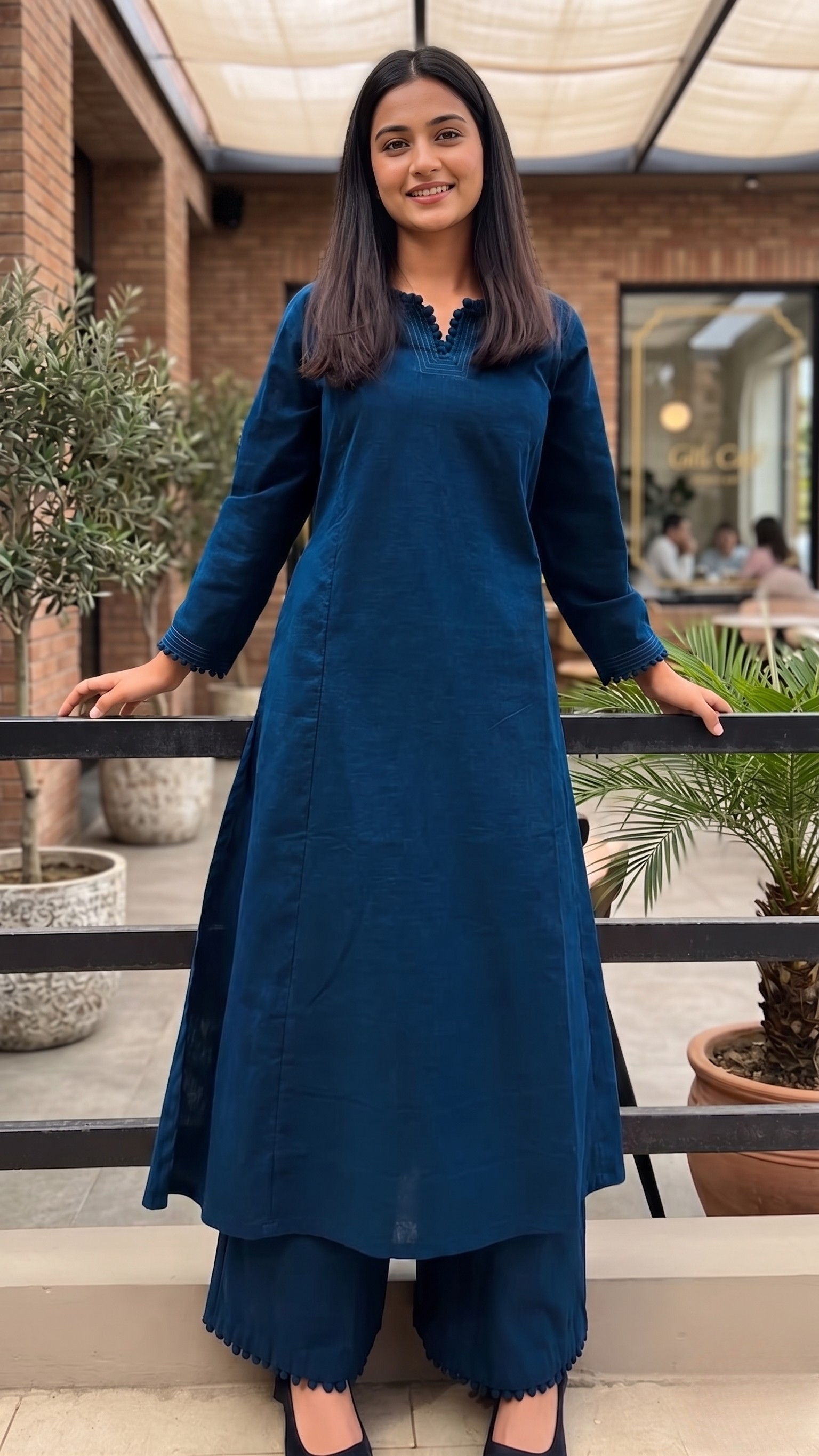 Festive Ready Teal Blue Kurta Palazzo Co-Ord Set