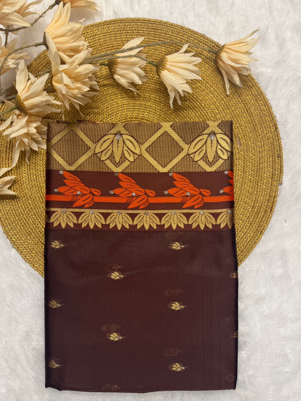 Coffee Soft Banarasi Silk Saree With Blissful Blouse Piece