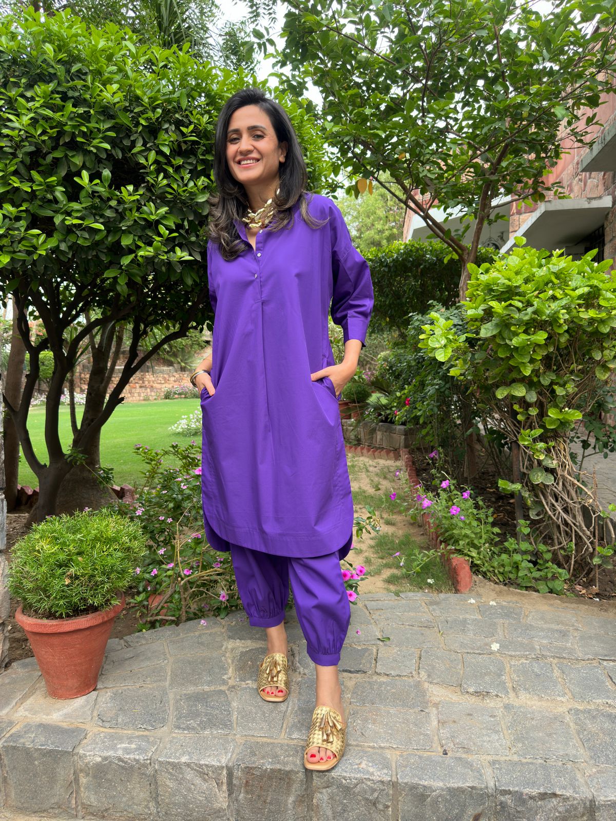 Purple Cotton Coord Set