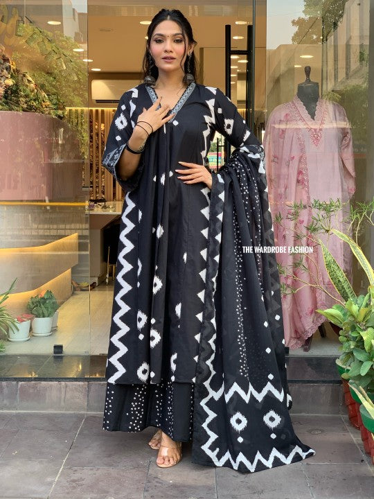 New Printed Kurta Pant Set Blue