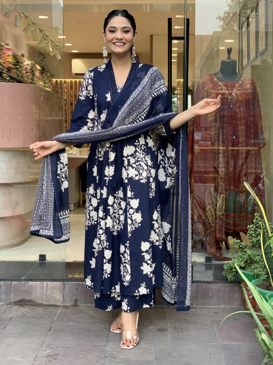 Bluish Florish Summer Dress