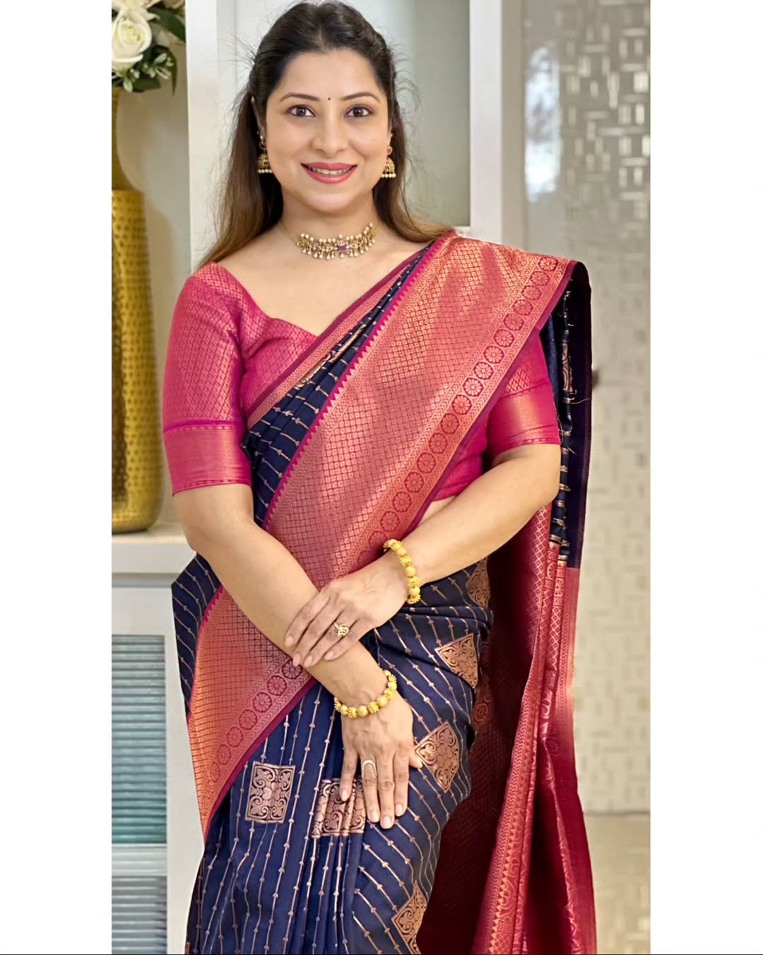 Wedding Rich Pallu Pure Silk Saree With Brocade Blouse