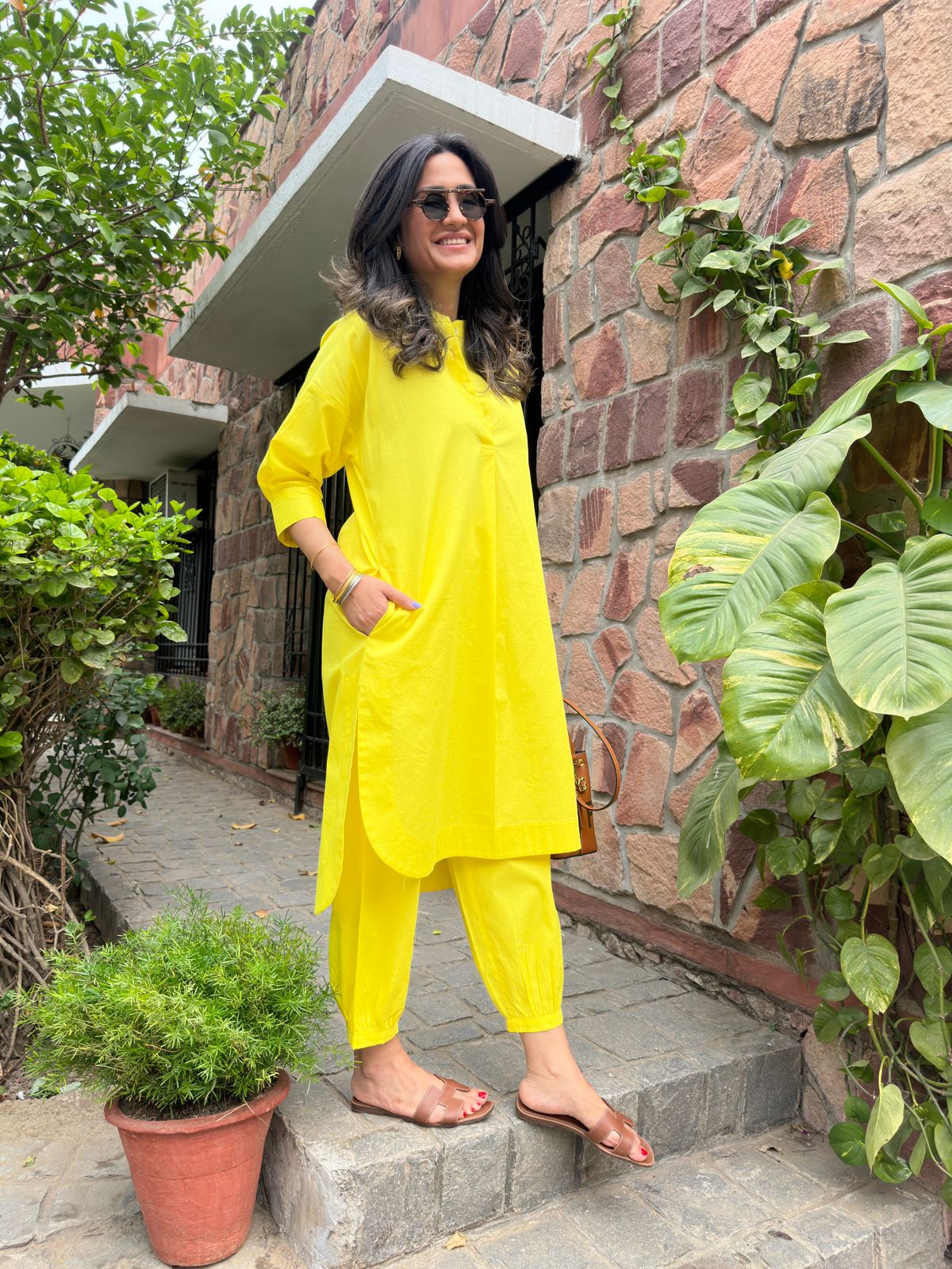 Neon Yellow Cotton Coord Set