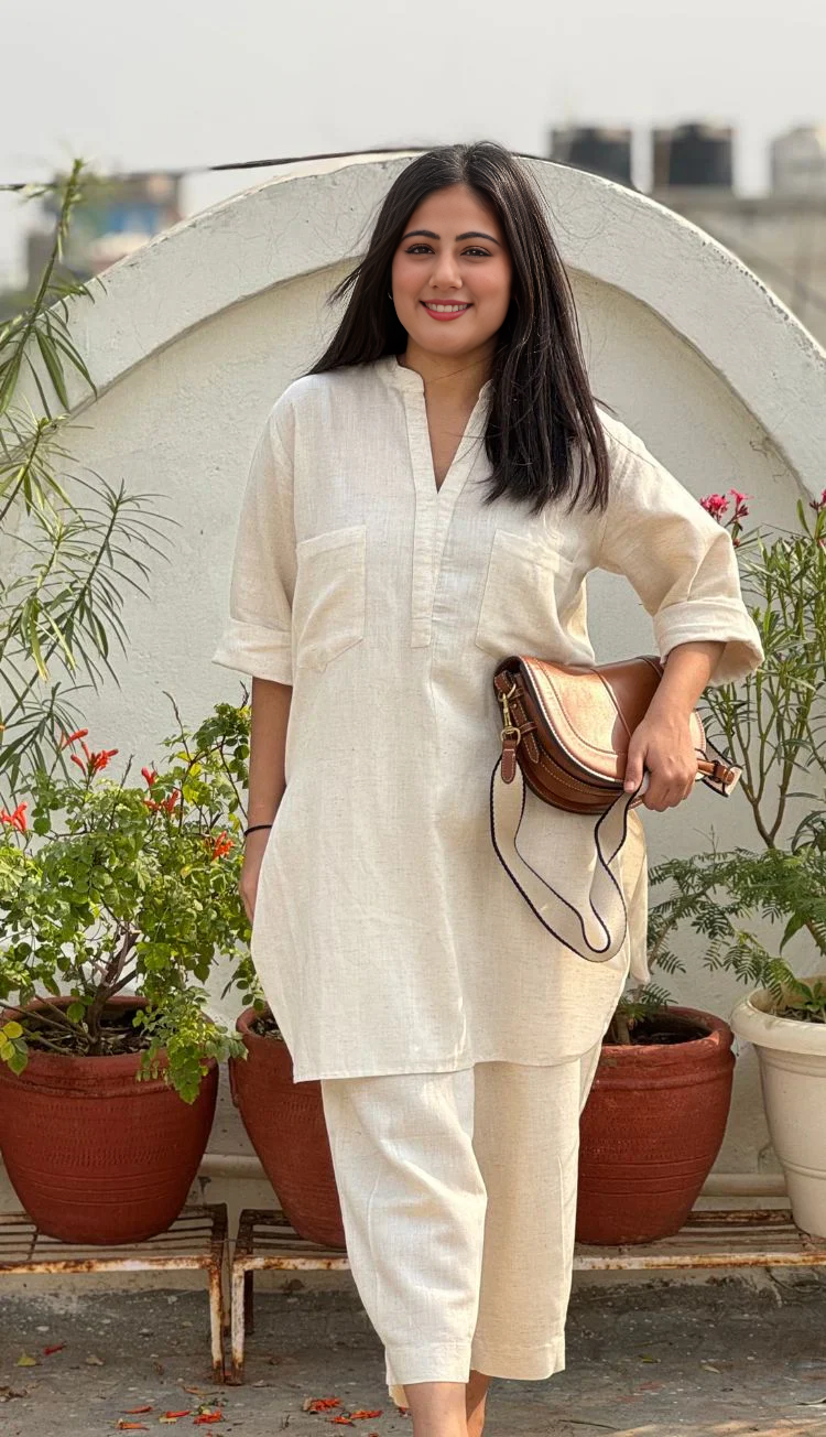 ivory Casual Cotton Co-ord Set for Women