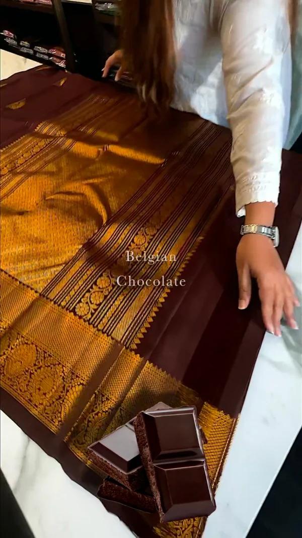 Brood Brown Soft Banarasi Silk Saree With Fancifull Blouse Piece