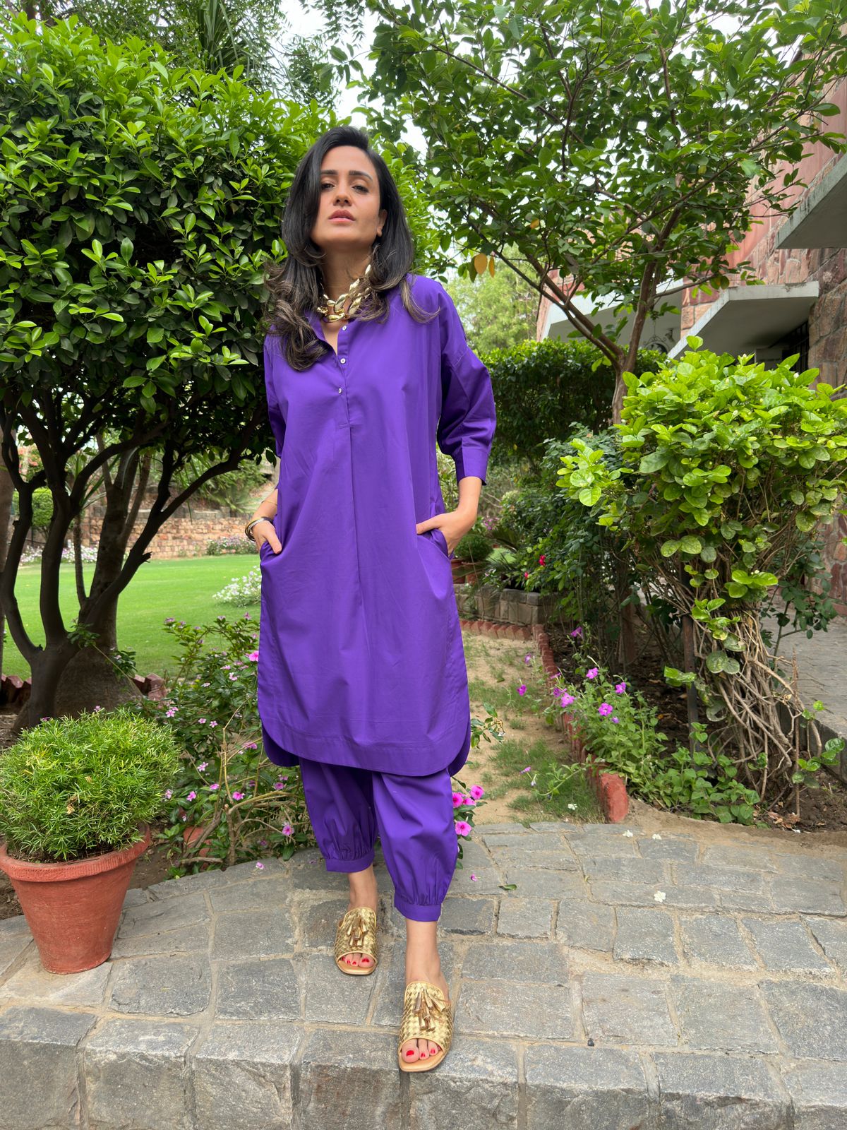 Purple Cotton Coord Set