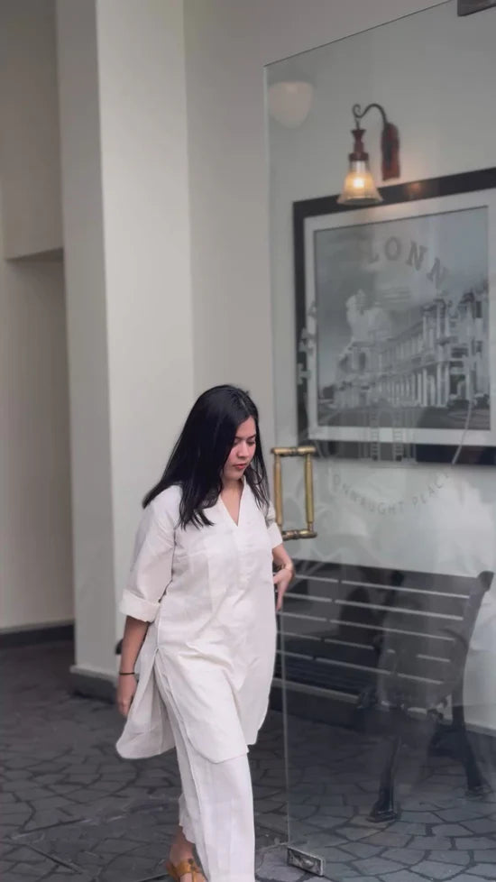 ivory Casual Cotton Co-ord Set for Women