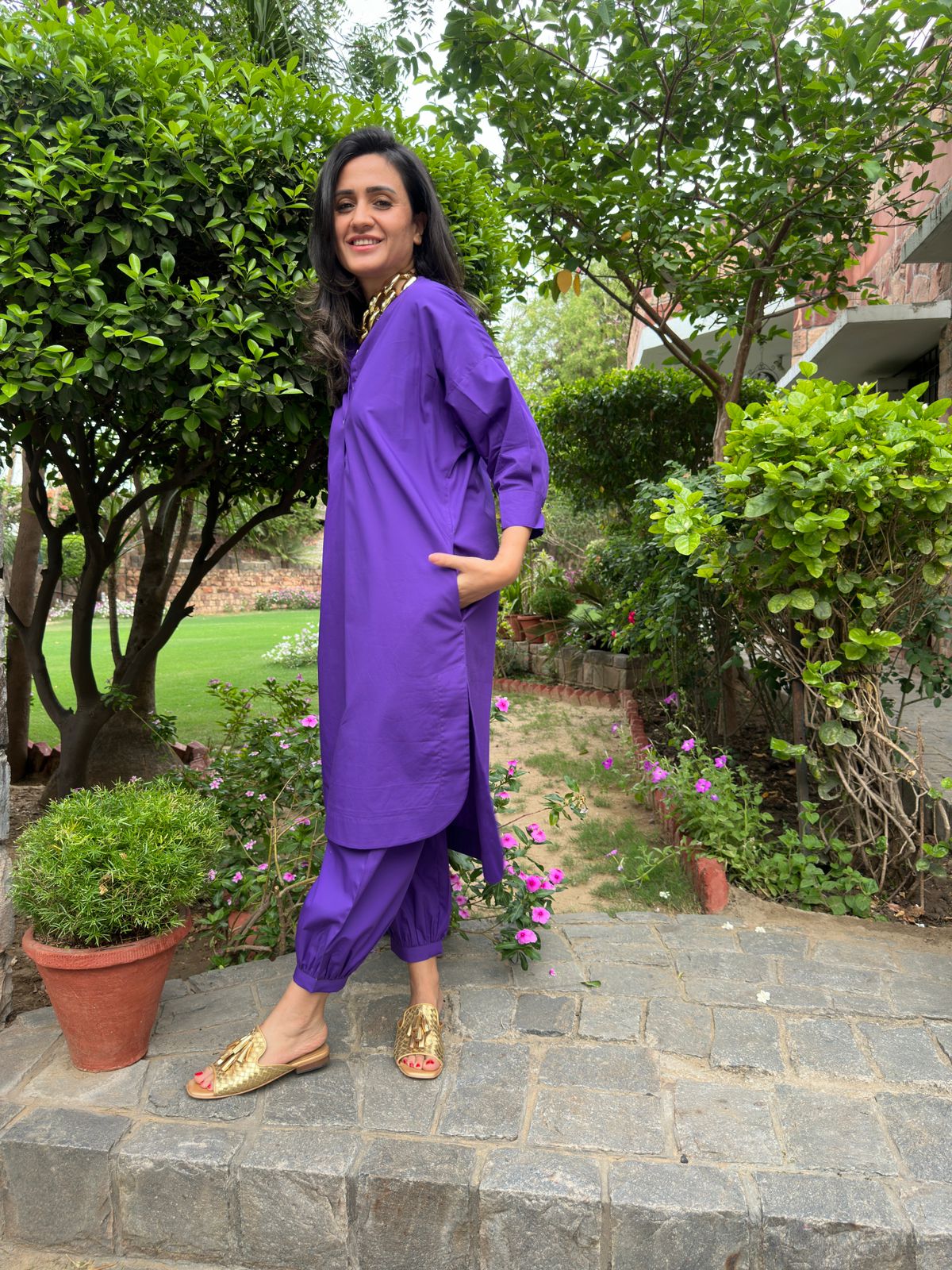Purple Cotton Coord Set