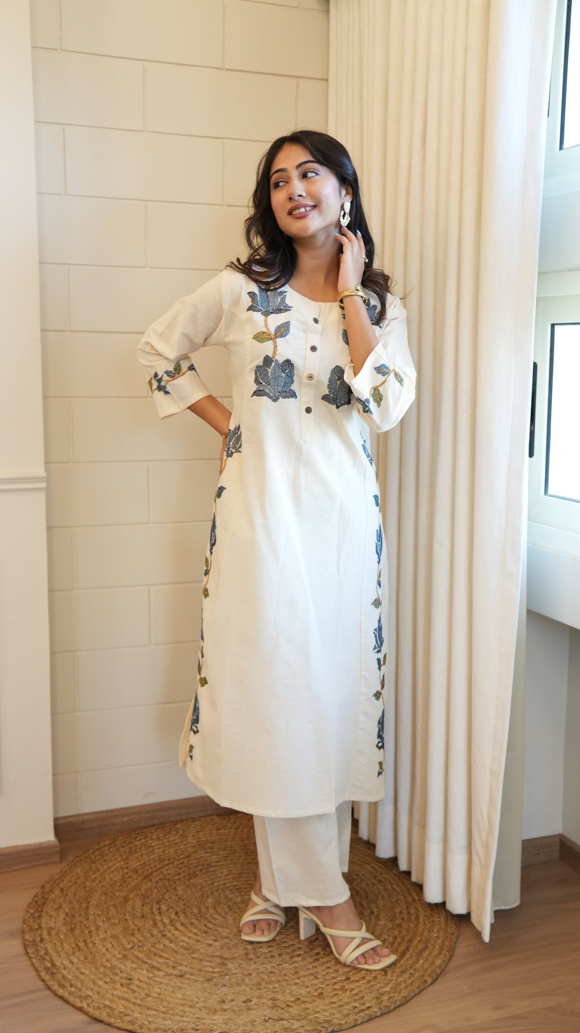 Off White Khadi Kurta Set