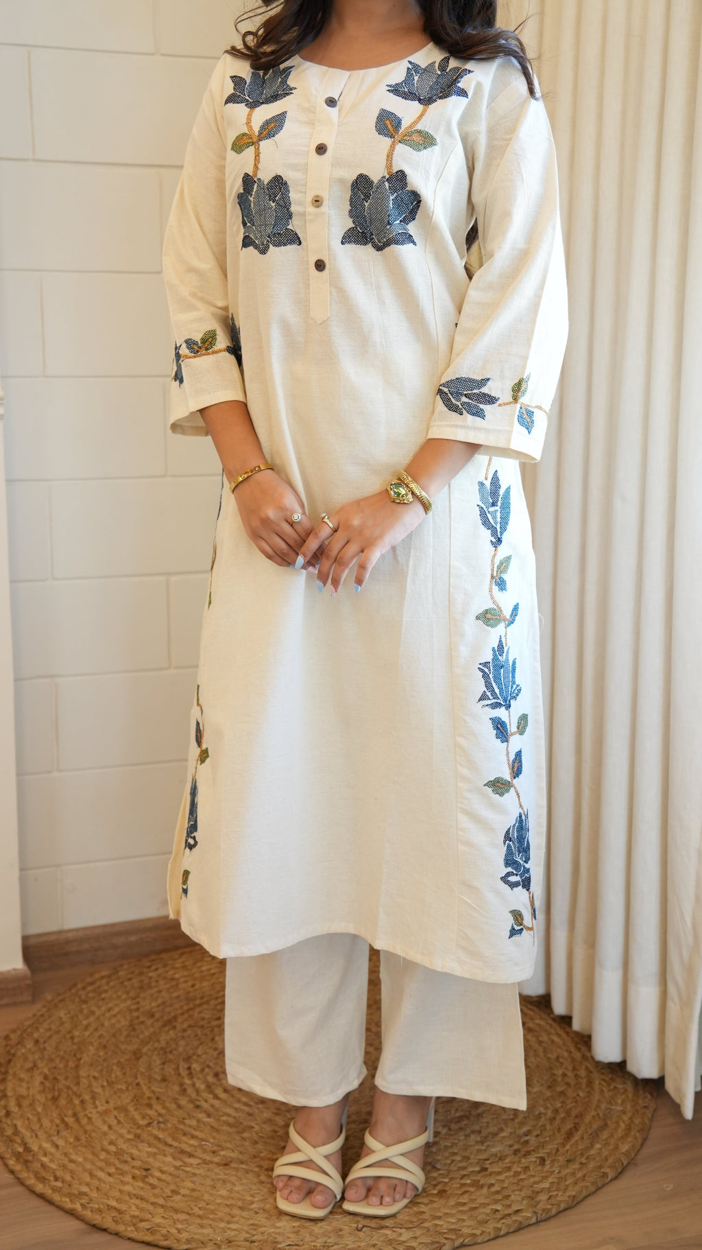 Off White Khadi Kurta Set