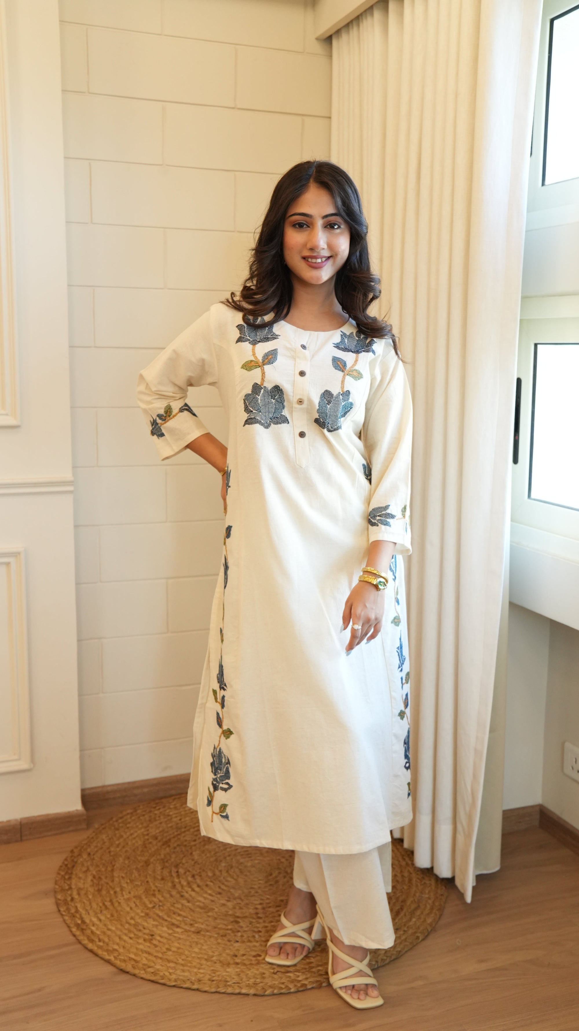 Off White Khadi Kurta Set