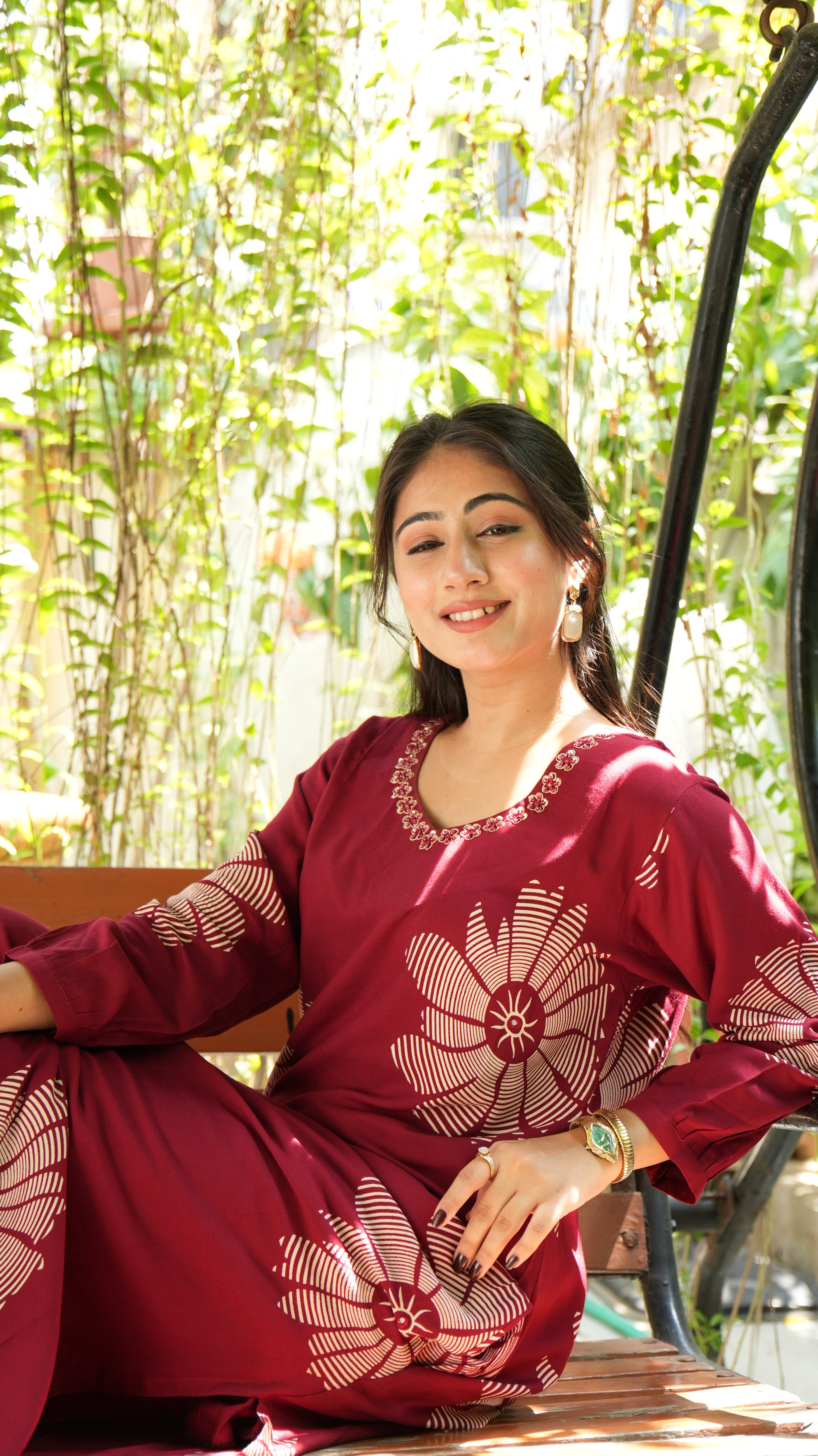 New Printed Kurta Pant Set Blue