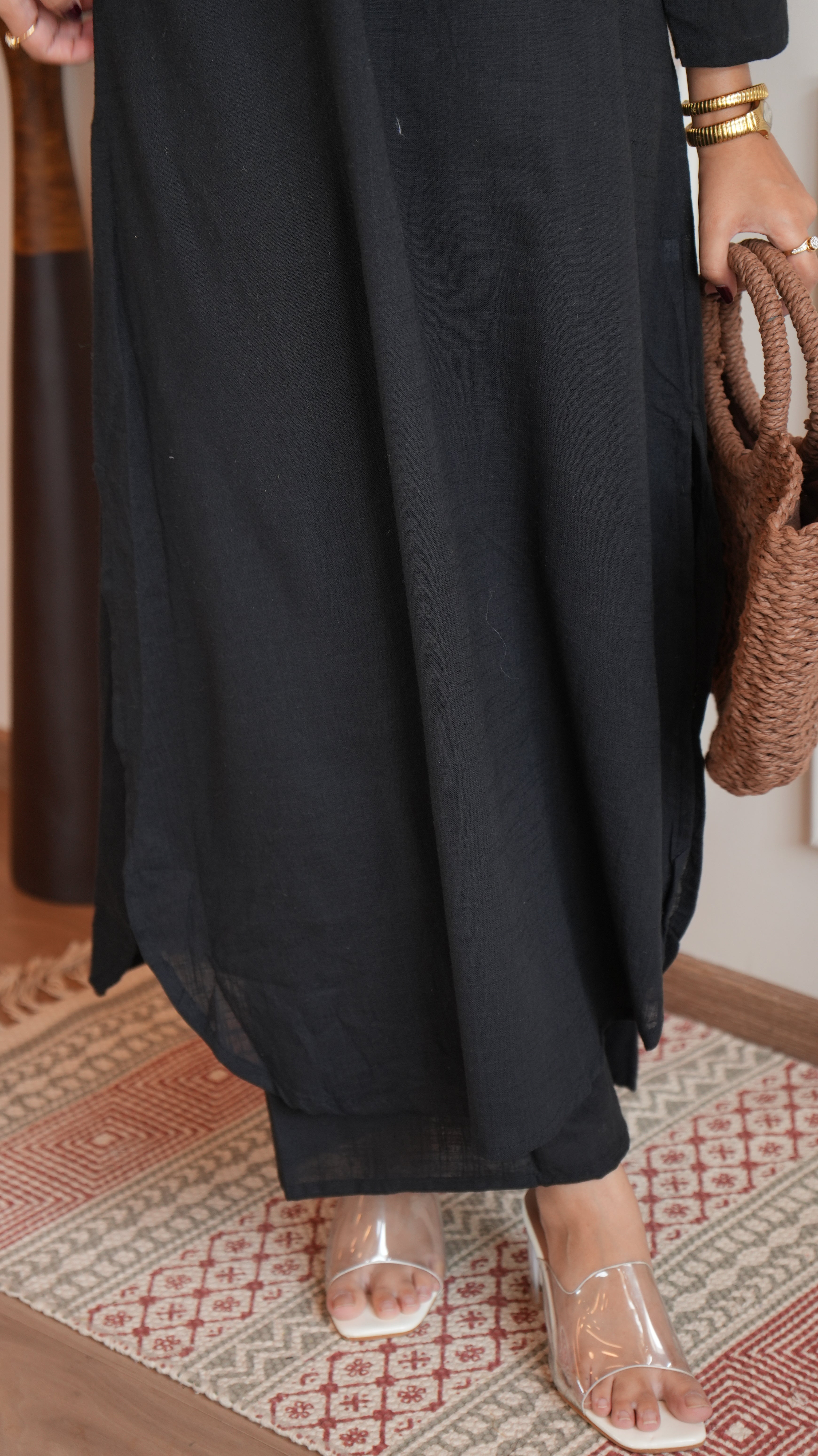 Women's Cotton Kurta pant sets - Black