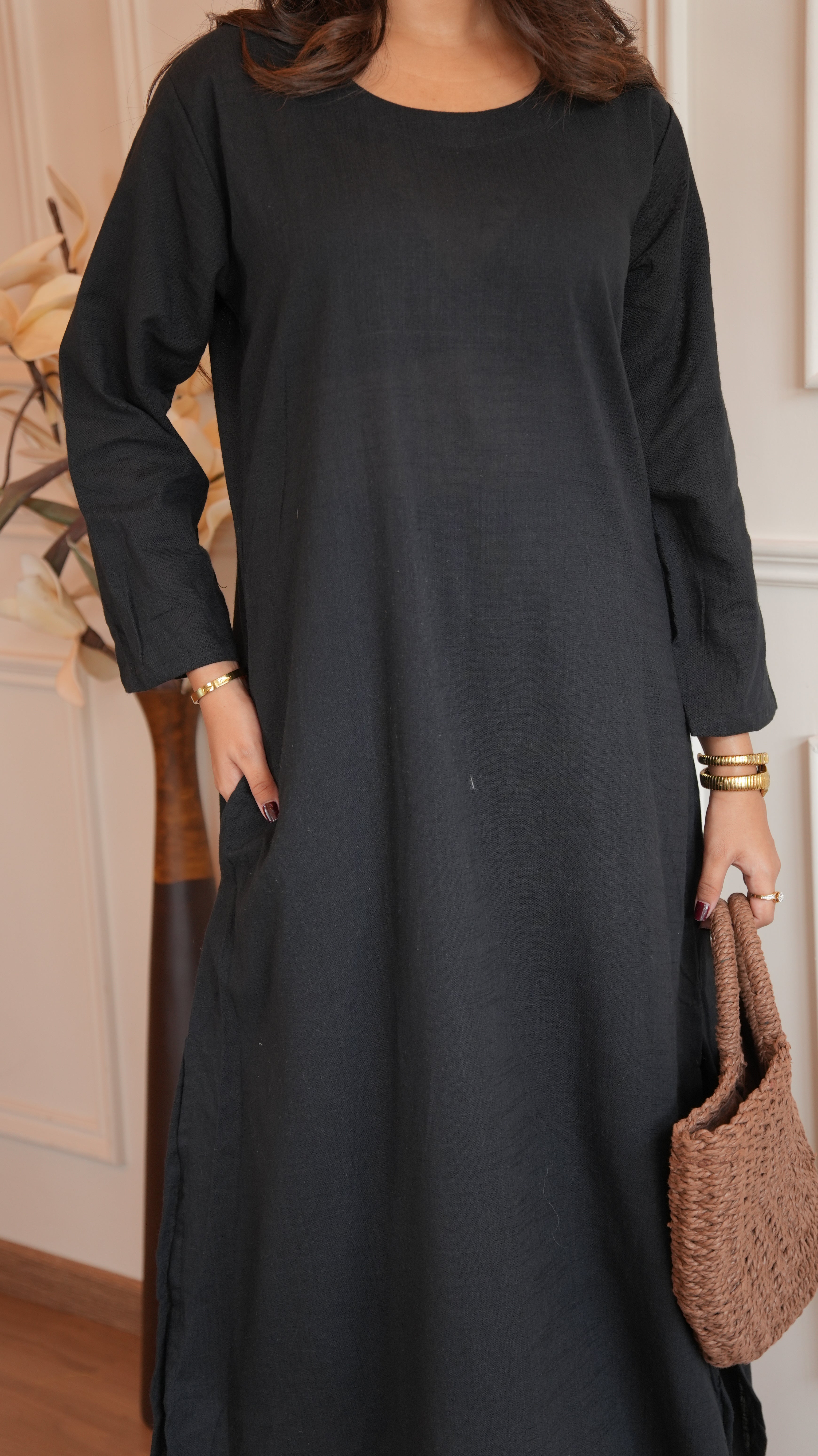 Women's Cotton Kurta pant sets - Black