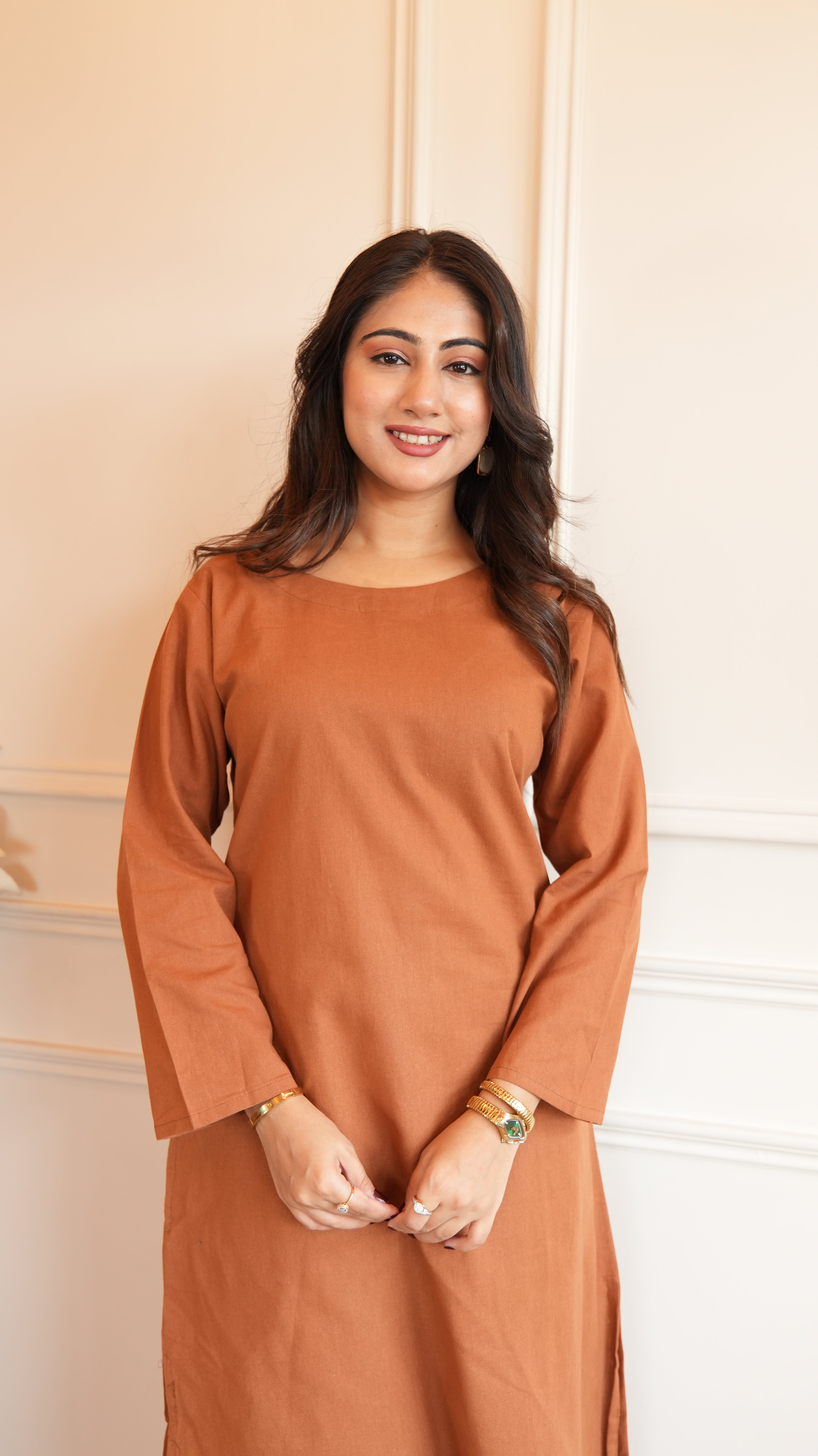Women's Cotton Kurta pant sets - Brown