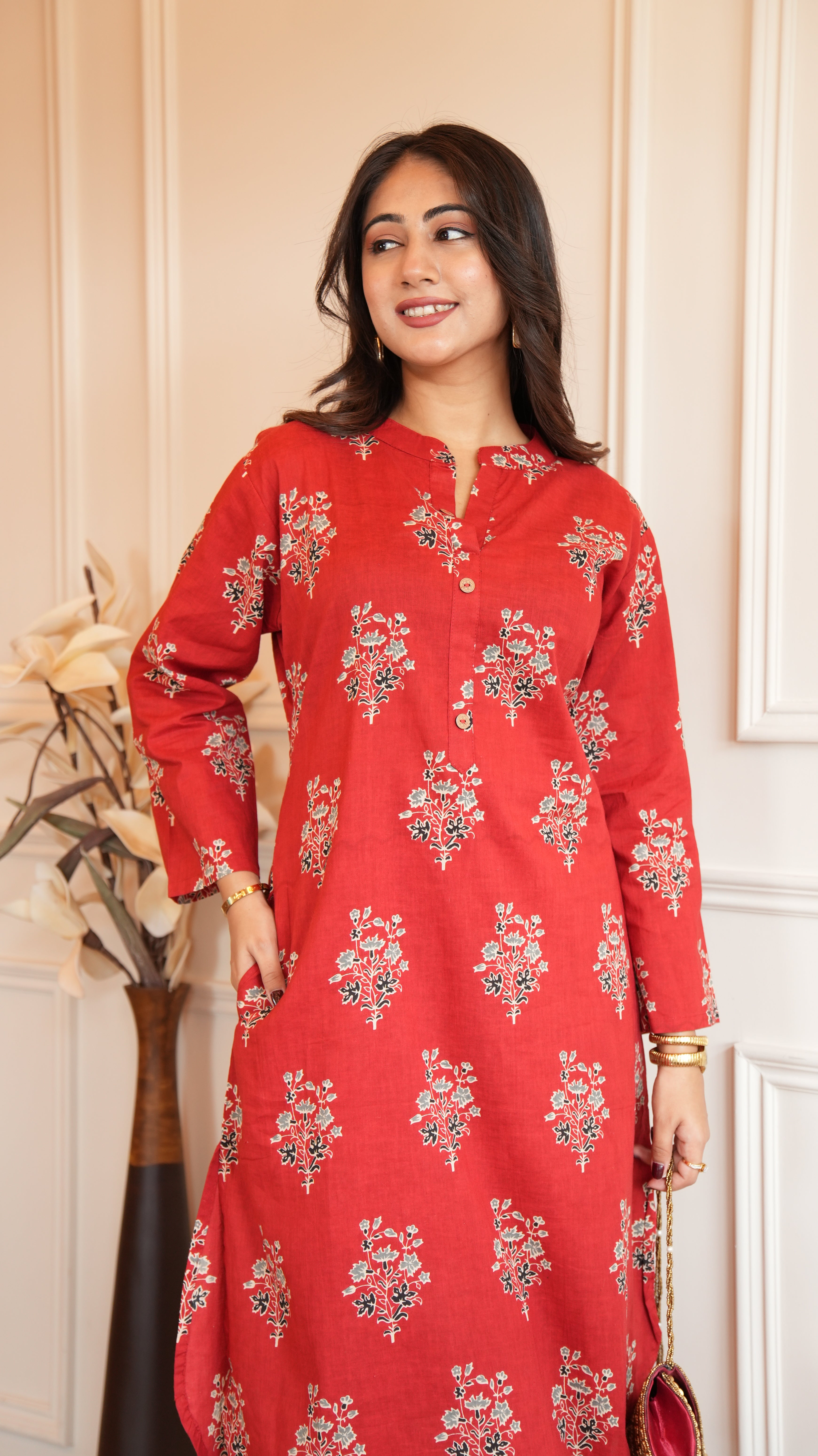 New Printed Kurta Pant Set Blue