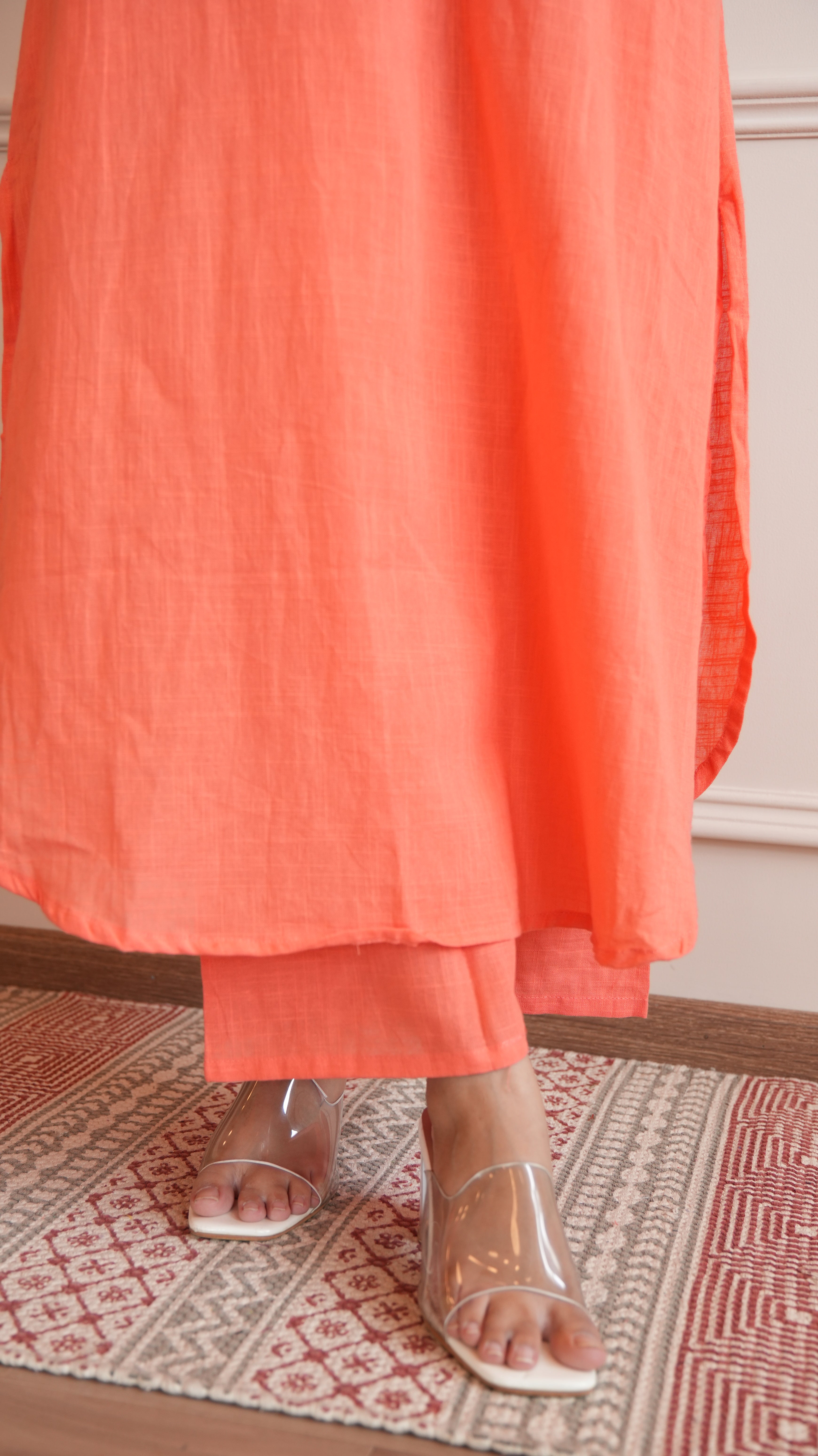 Women's Cotton Kurta pant sets - Orange