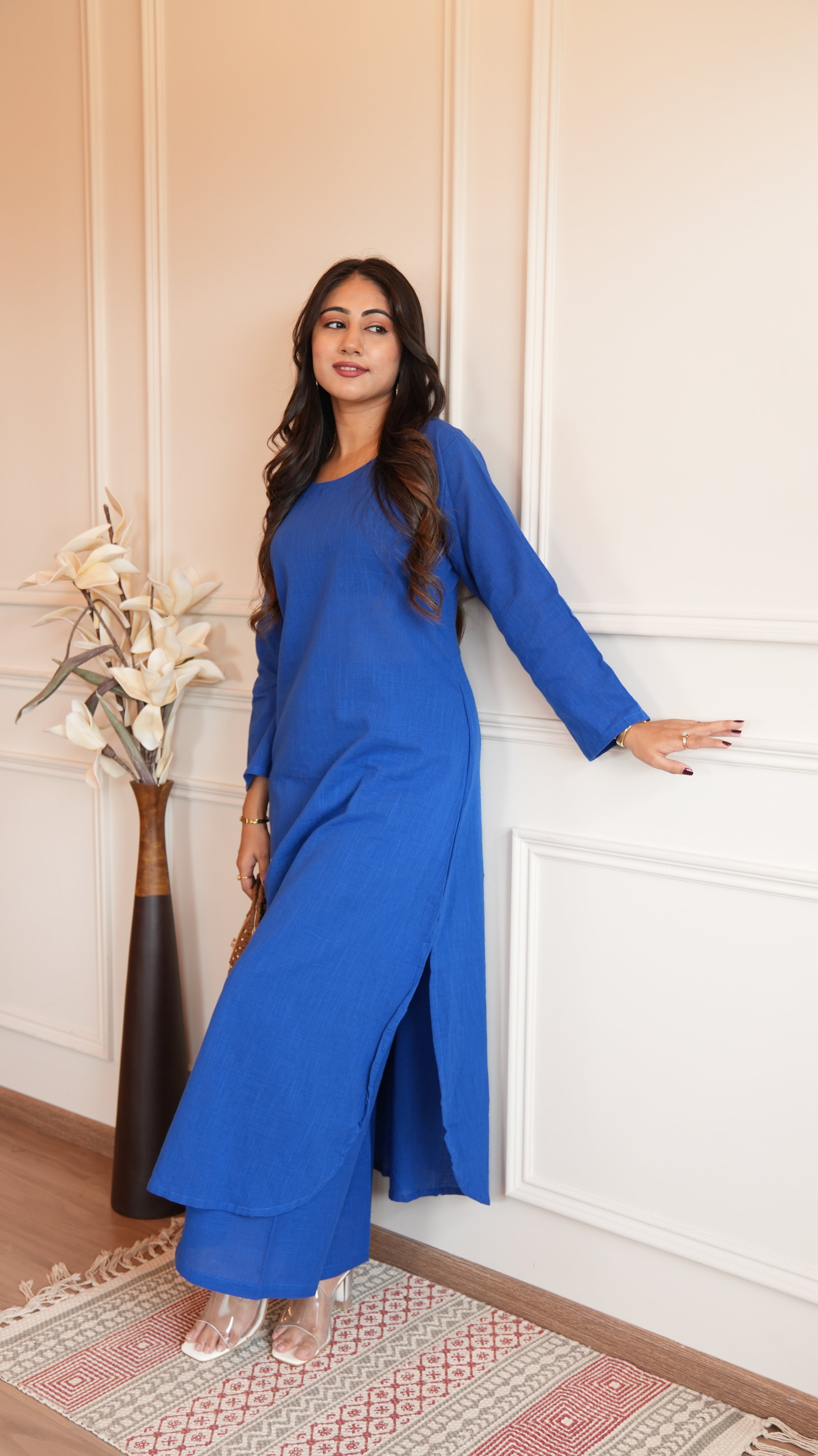 Women's Cotton Kurta pant sets - Blue