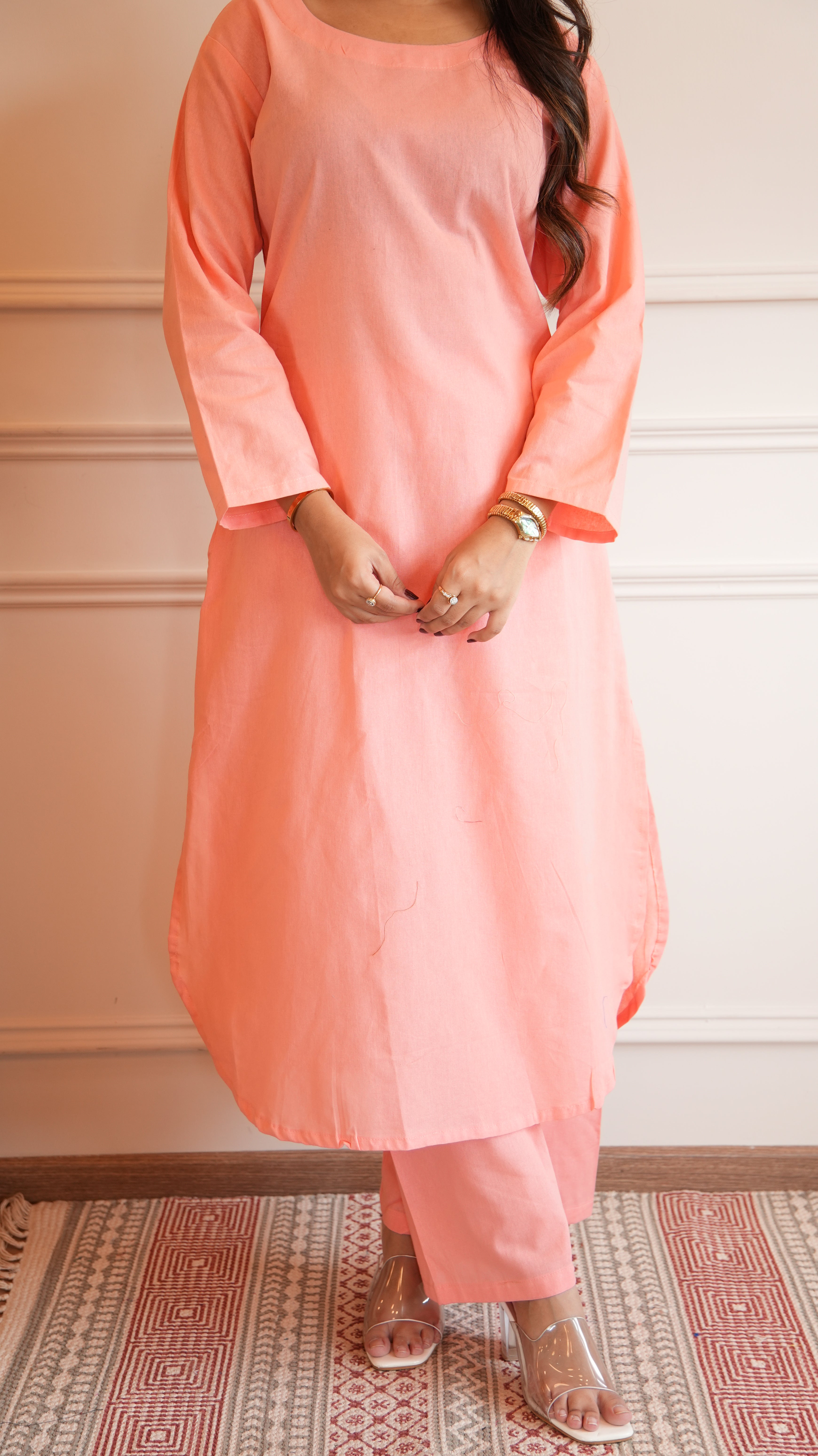 Women's Cotton Kurta pant sets - Light Pink