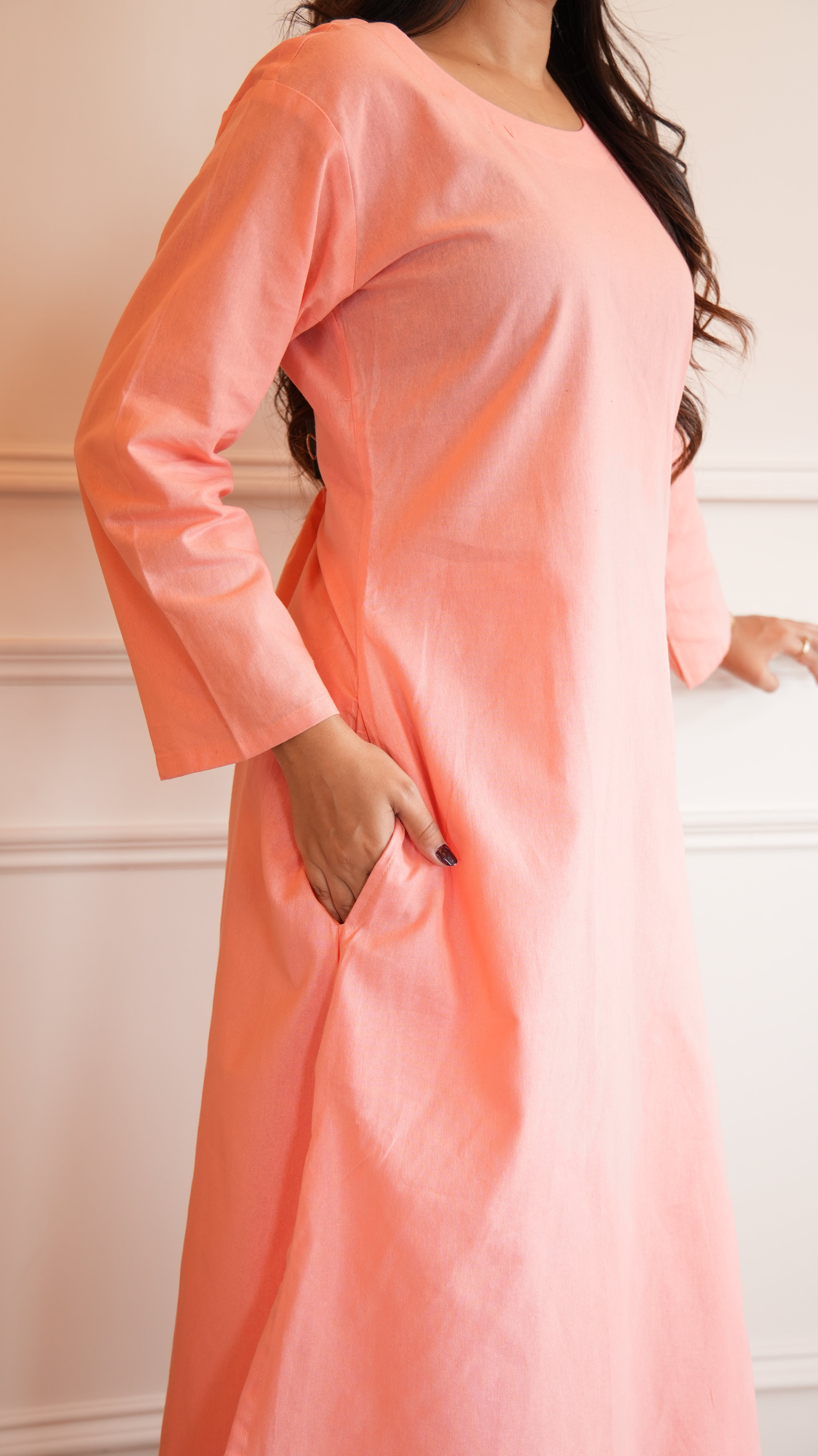 Women's Cotton Kurta pant sets - Light Pink