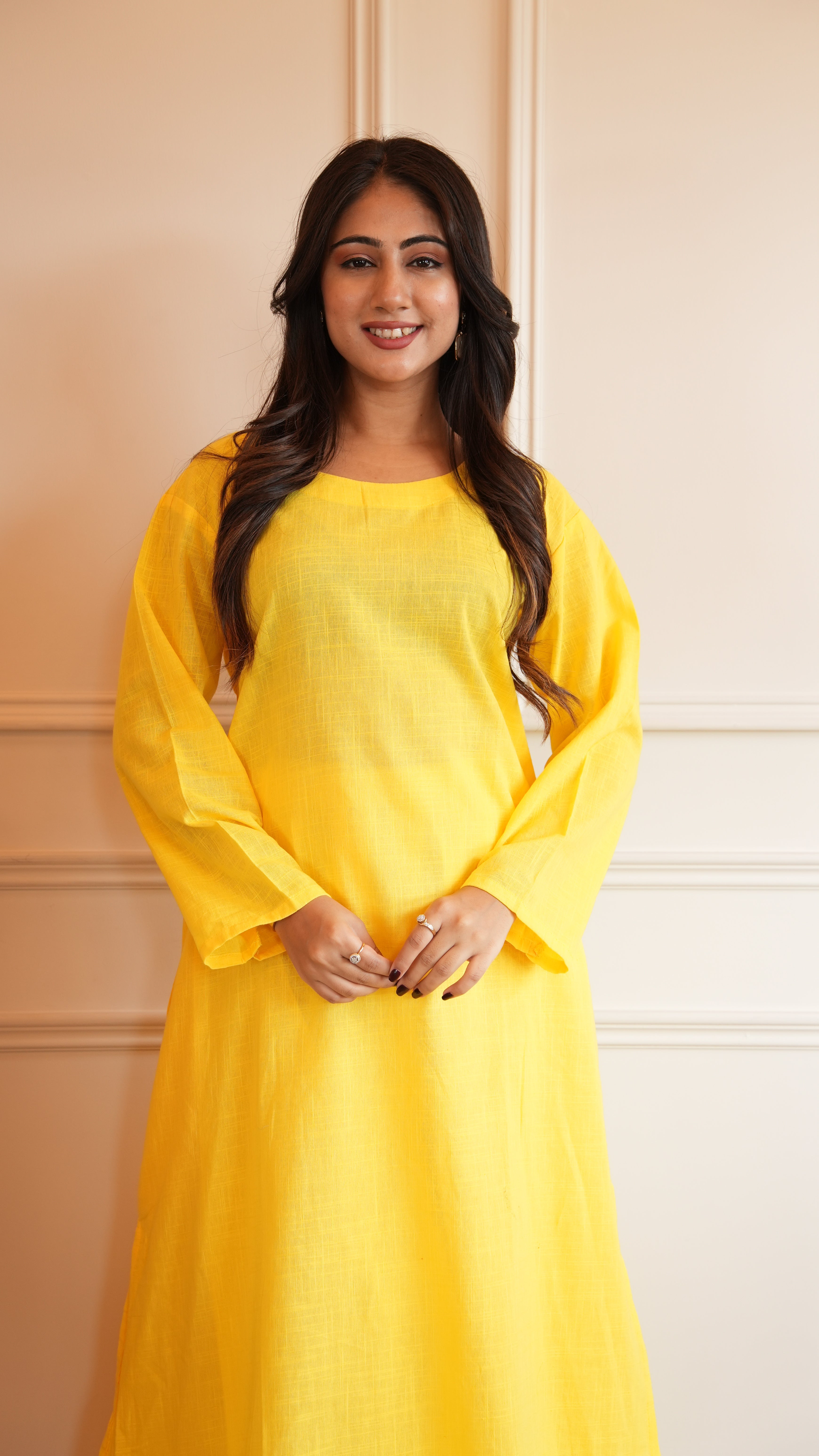 Women's Cotton Kurta pant sets - Yellow