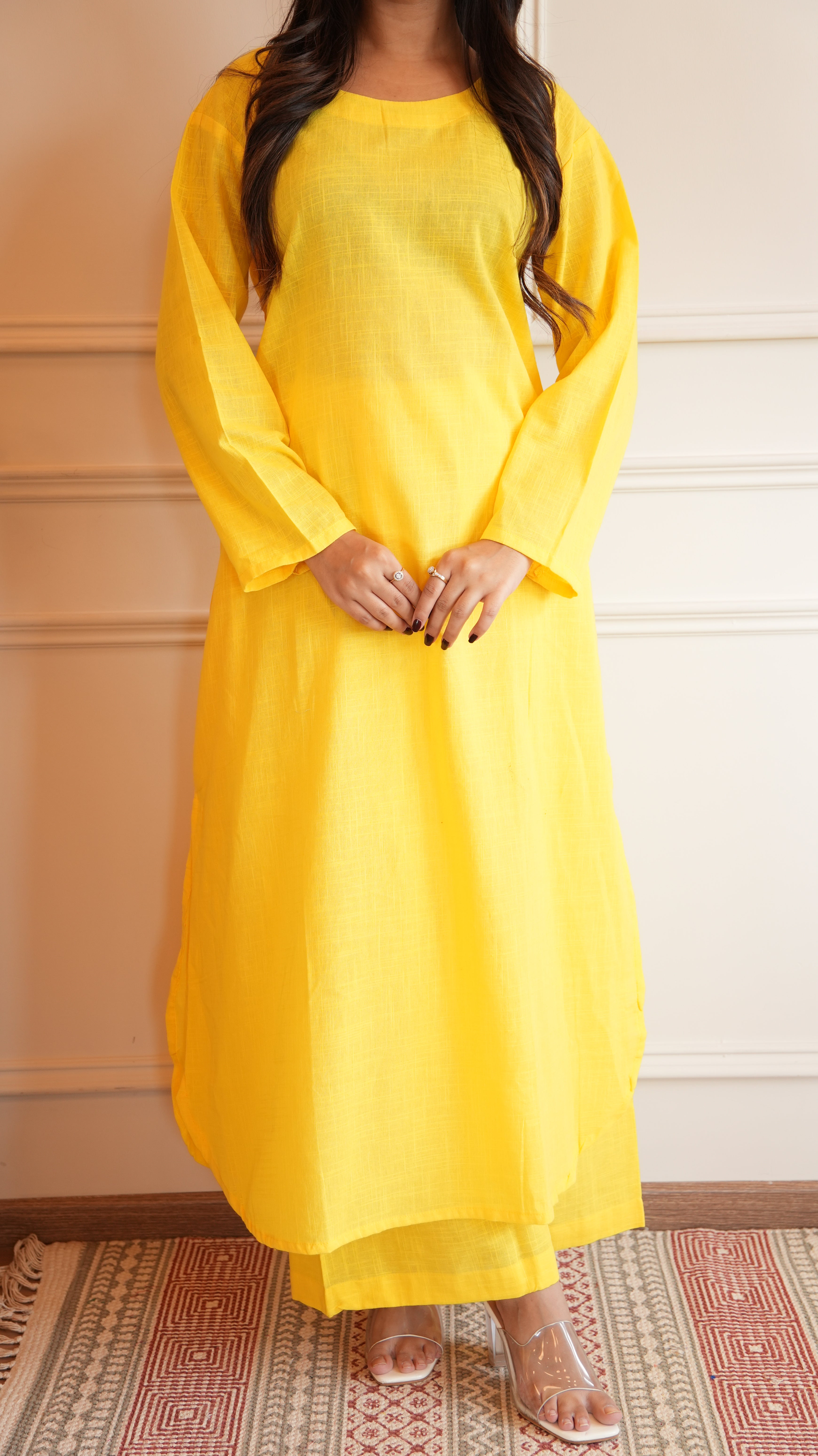 Women's Cotton Kurta pant sets - Yellow