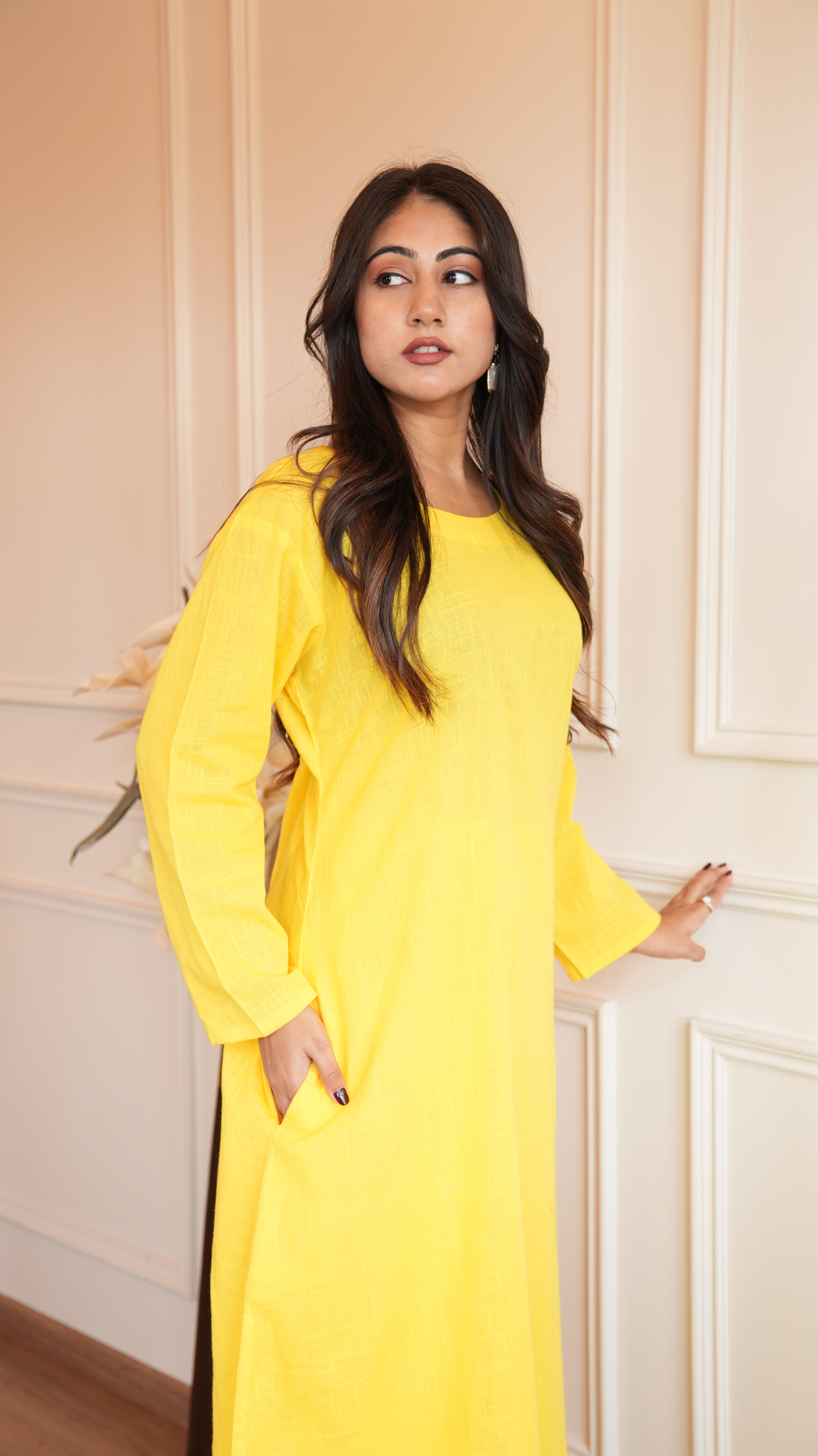 Women's Cotton Kurta pant sets - Yellow