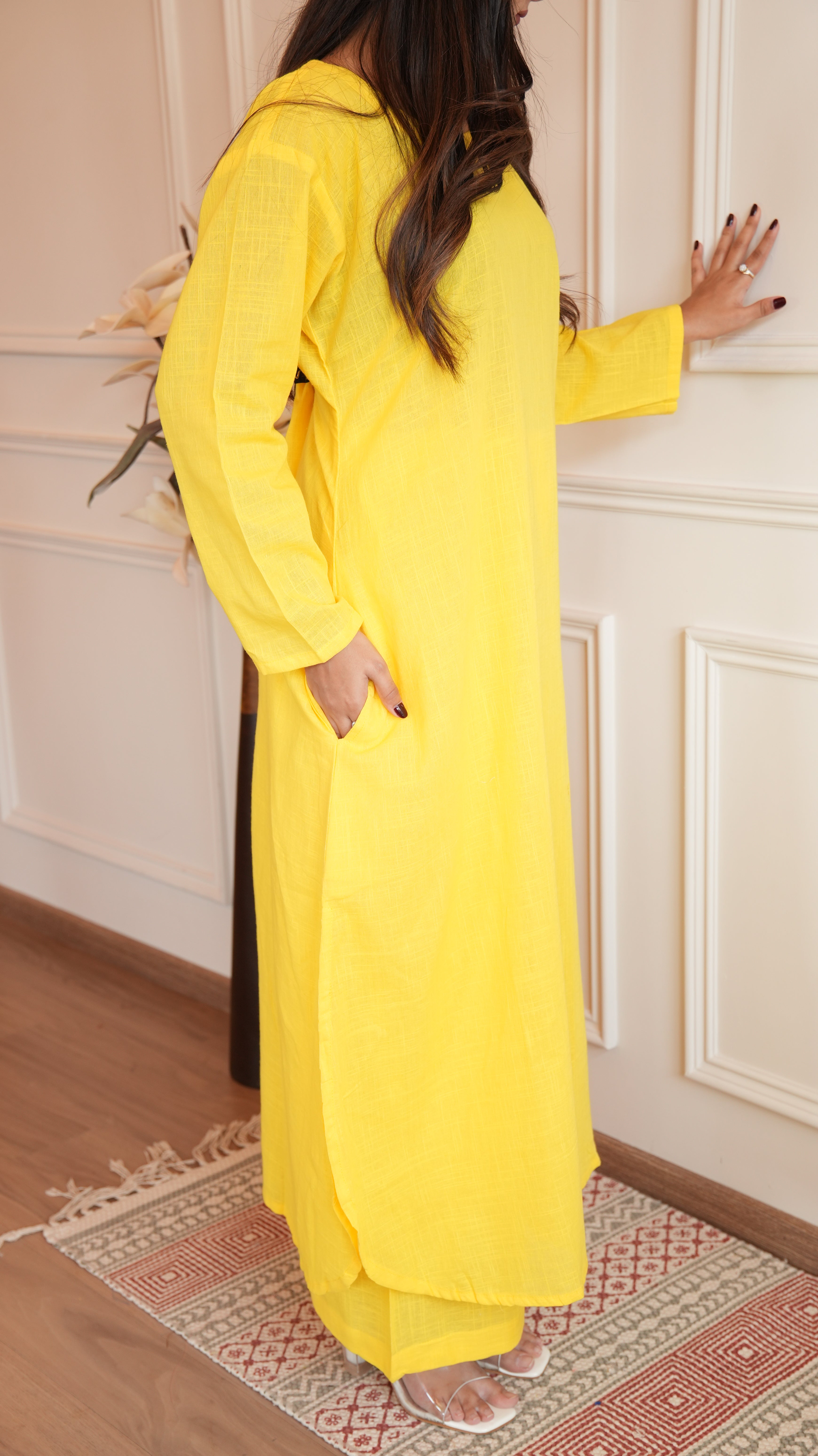 Women's Cotton Kurta pant sets - Yellow