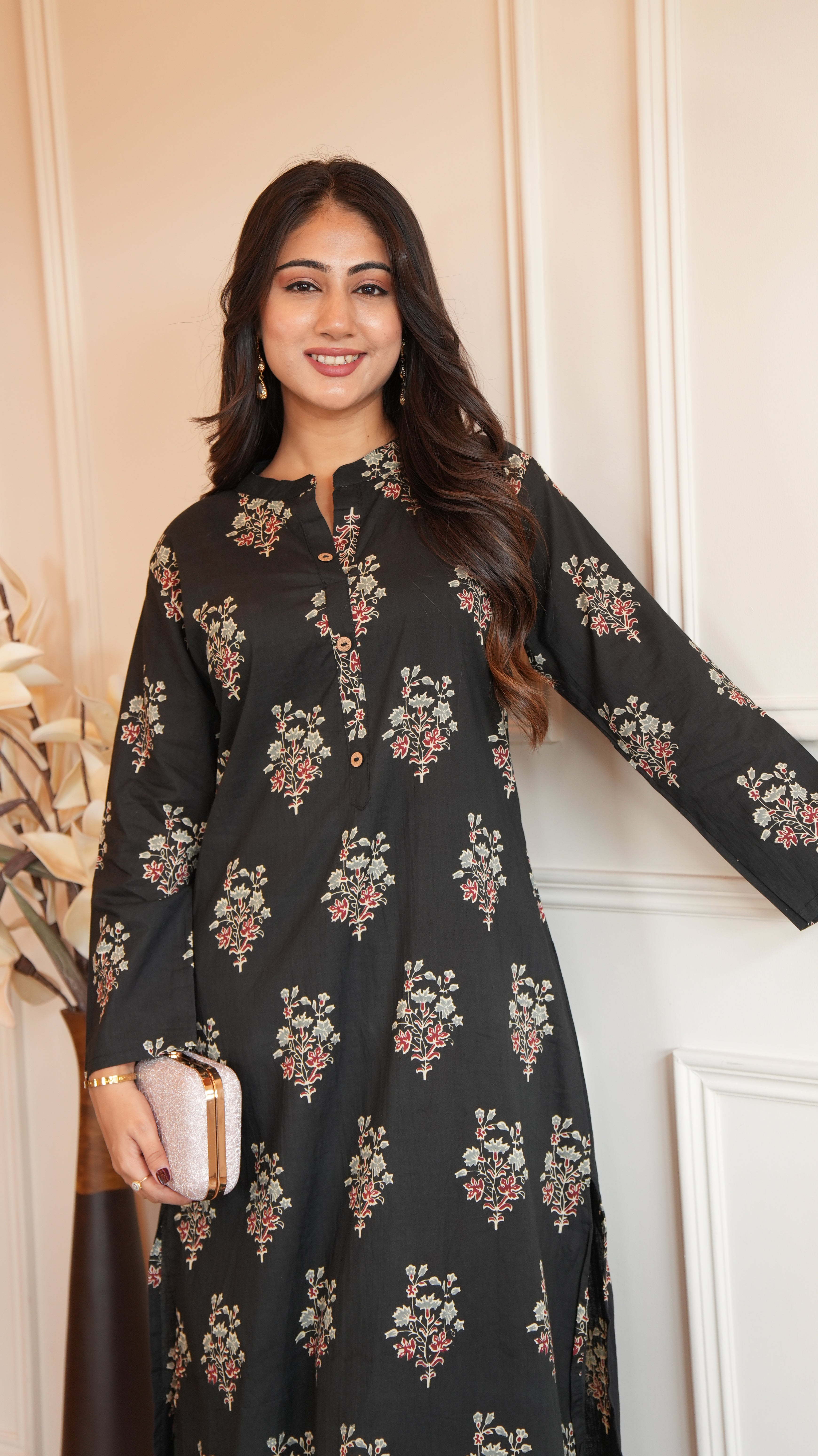 New Printed Kurta Pant Set Blue