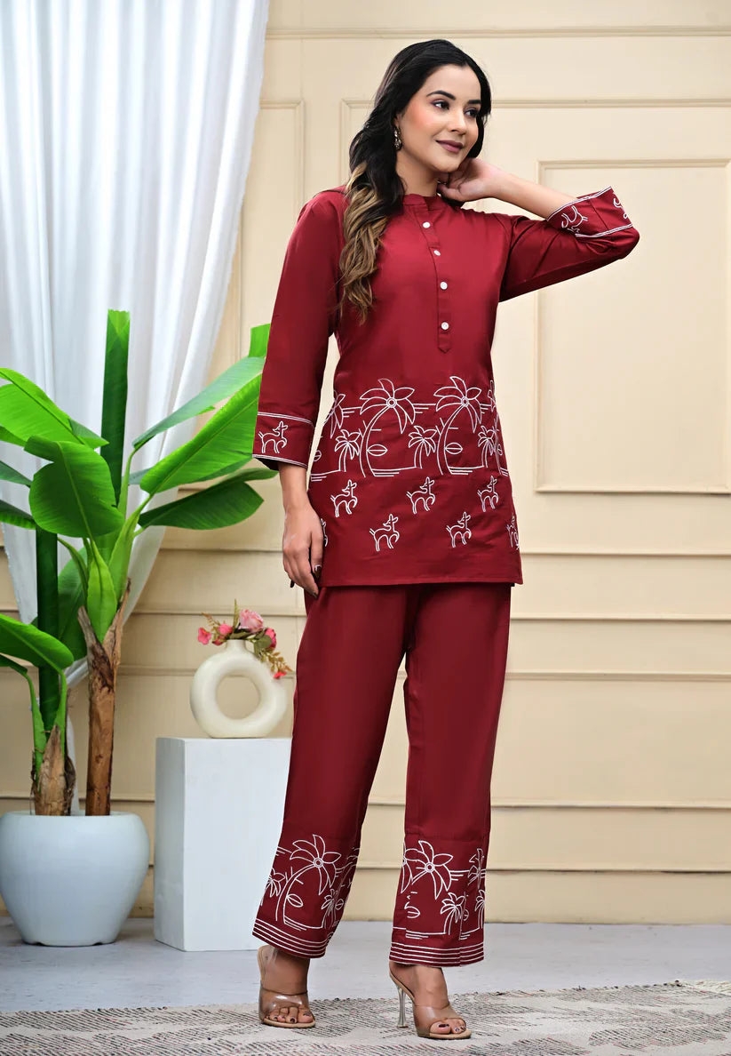 New Printed Kurta Pant Set Blue