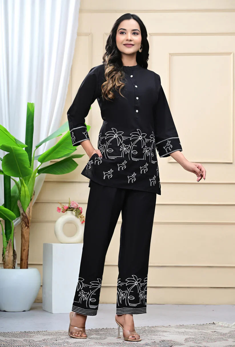 New Printed Kurta Pant Set Blue