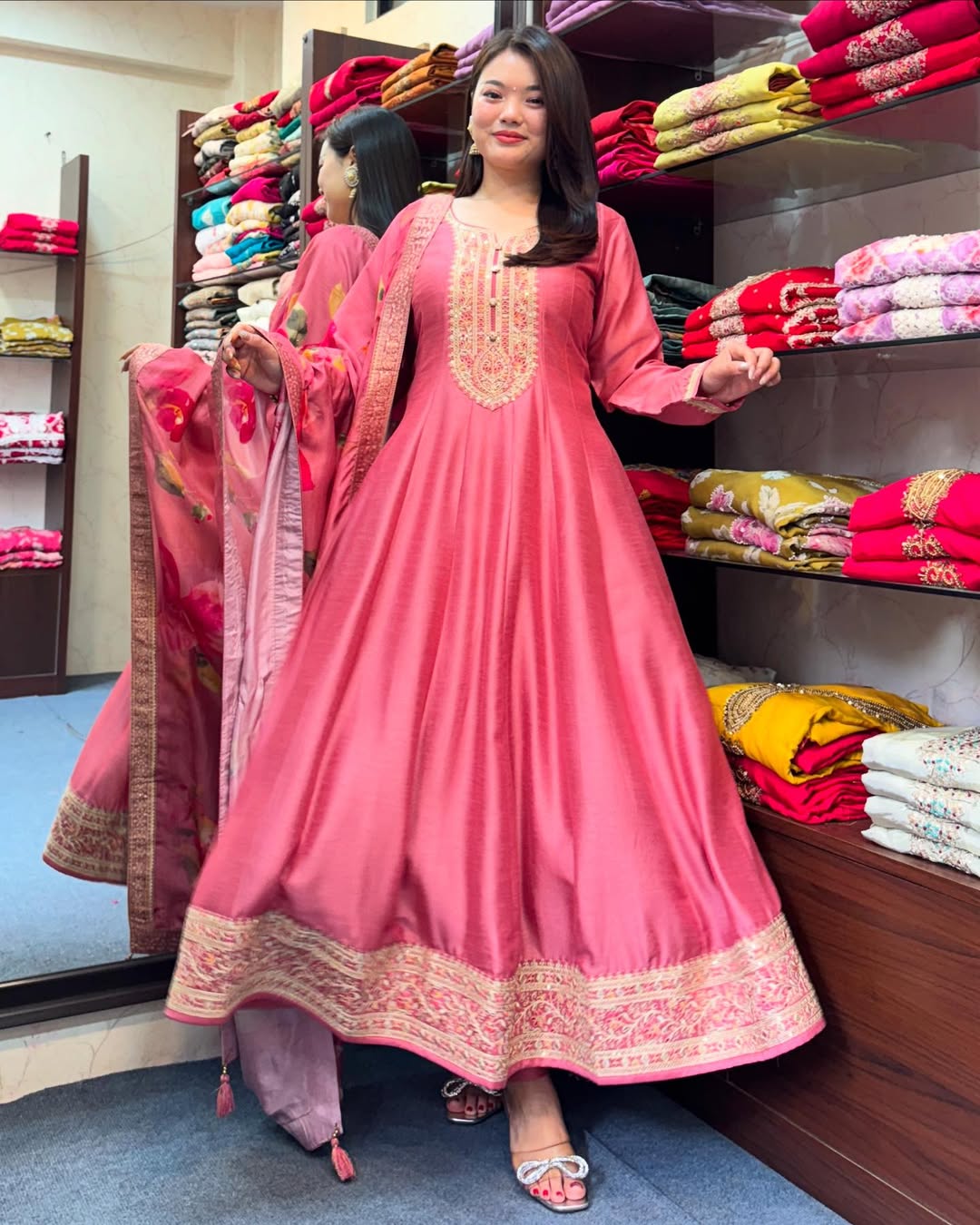 Rose Blush Elegance Silk Anarkali