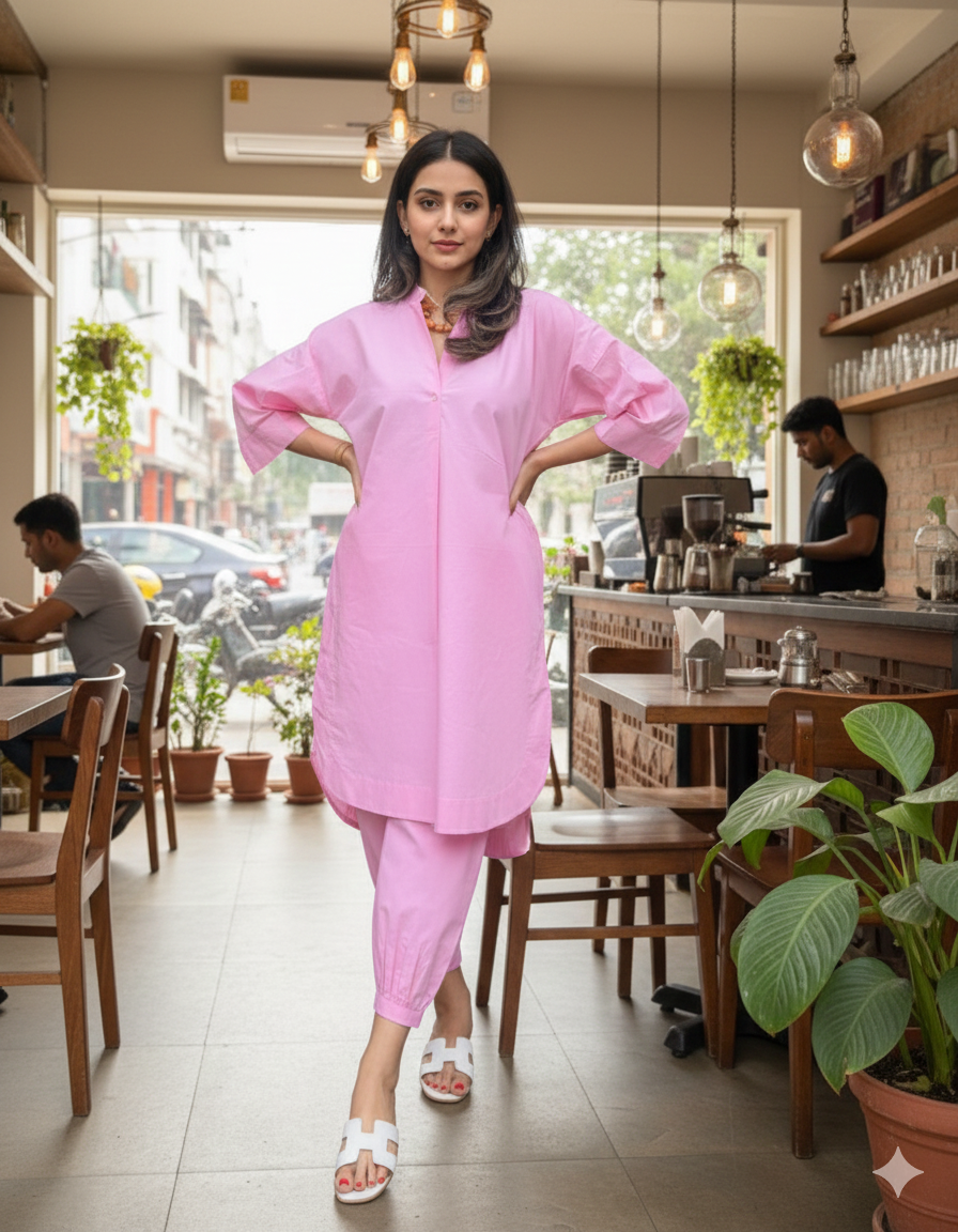 Light Pink Cotton Coord Set