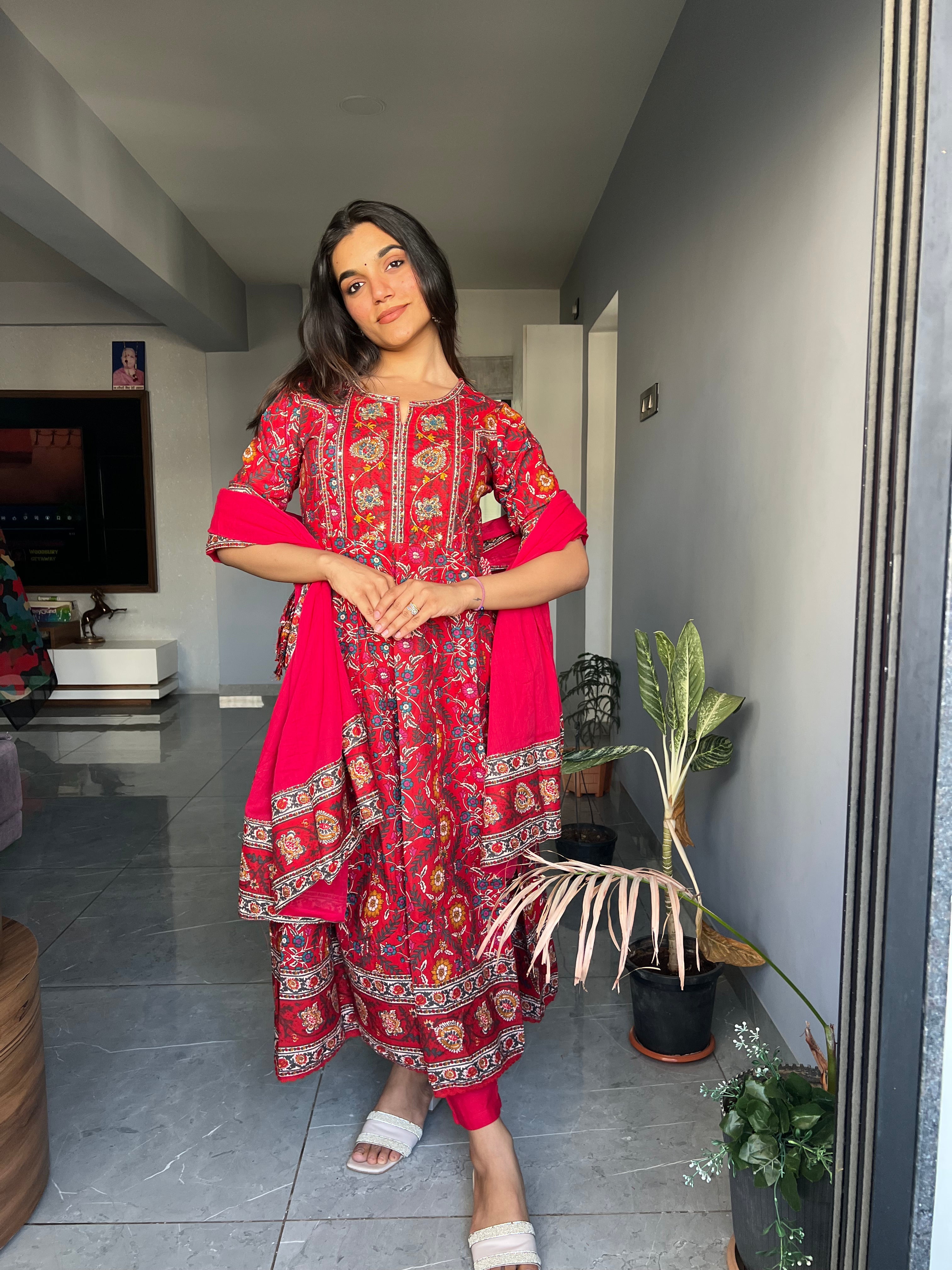 New Printed Kurta Pant Set Blue