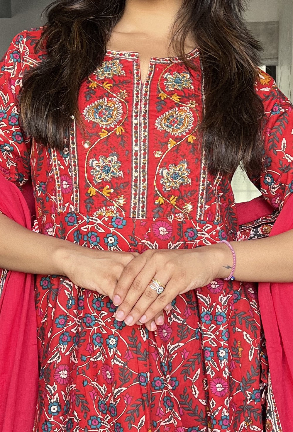 New Printed Kurta Pant Set Blue