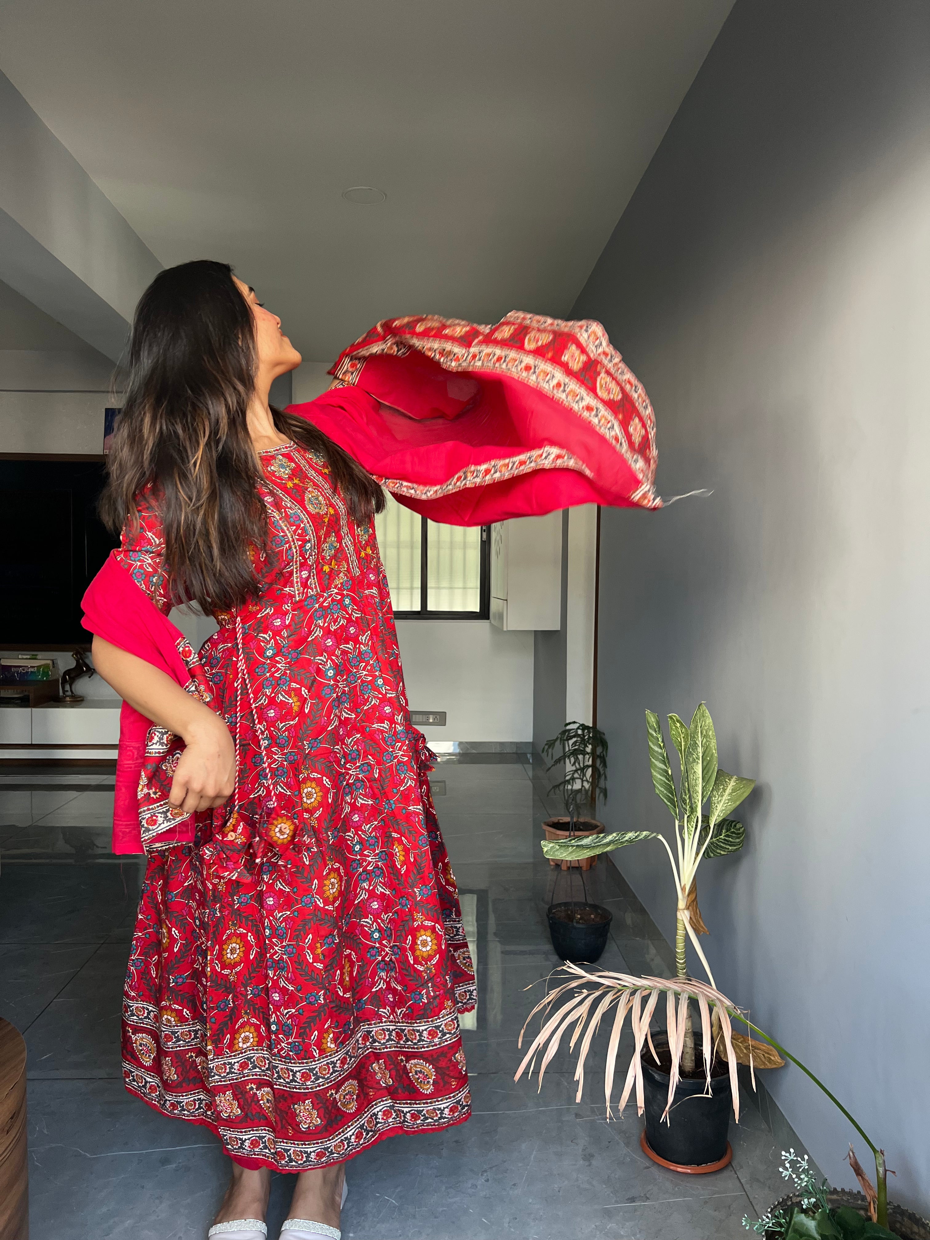 New Printed Kurta Pant Set Blue