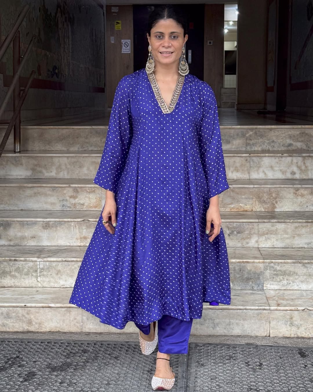 Handmade & Handembroidered Bandhini Silk Kurta set