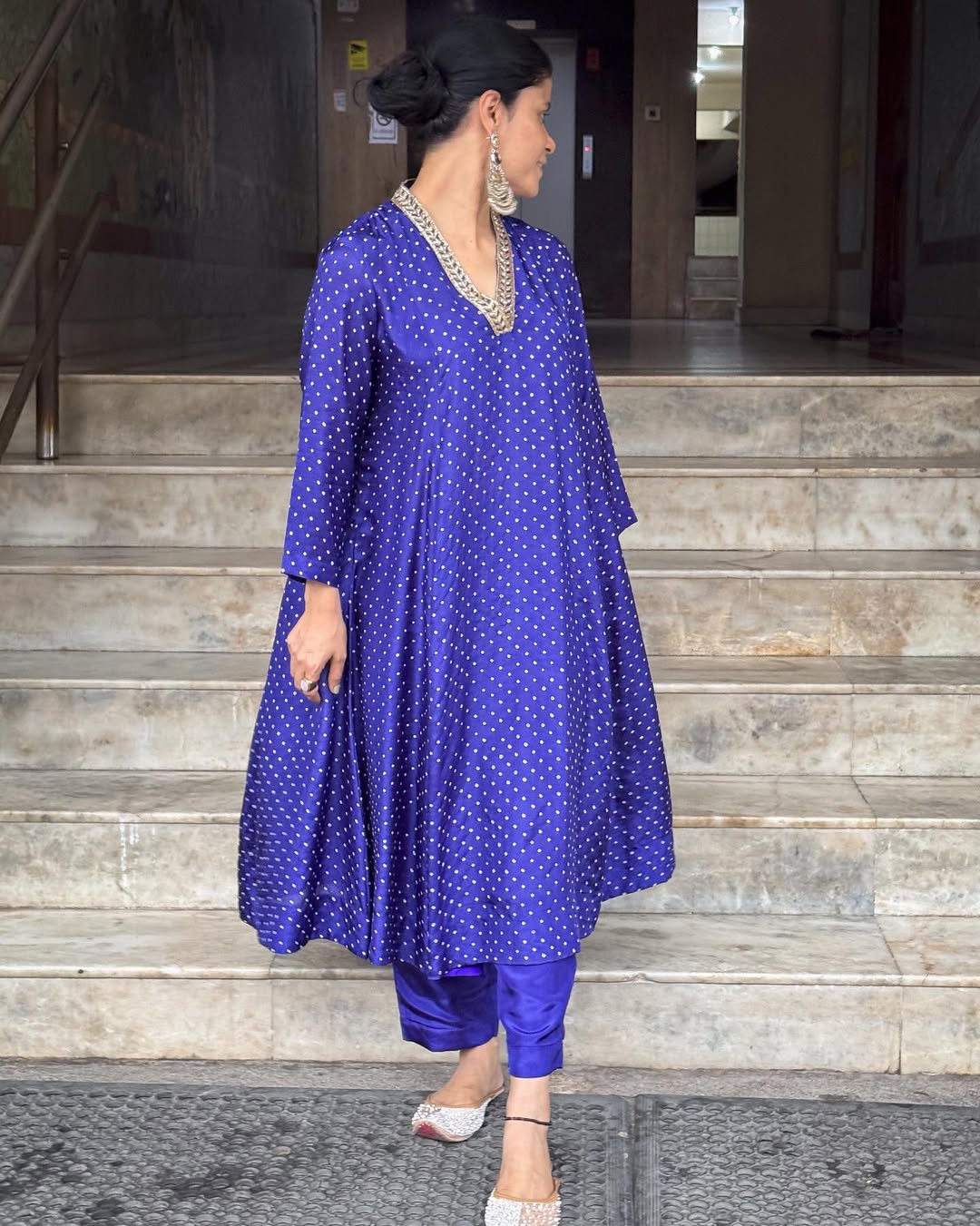 Handmade & Handembroidered Bandhini Silk Kurta set