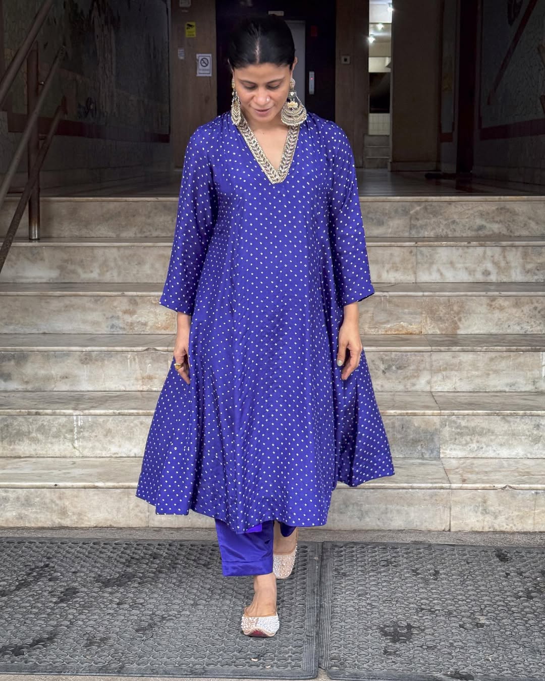 Handmade & Handembroidered Bandhini Silk Kurta set