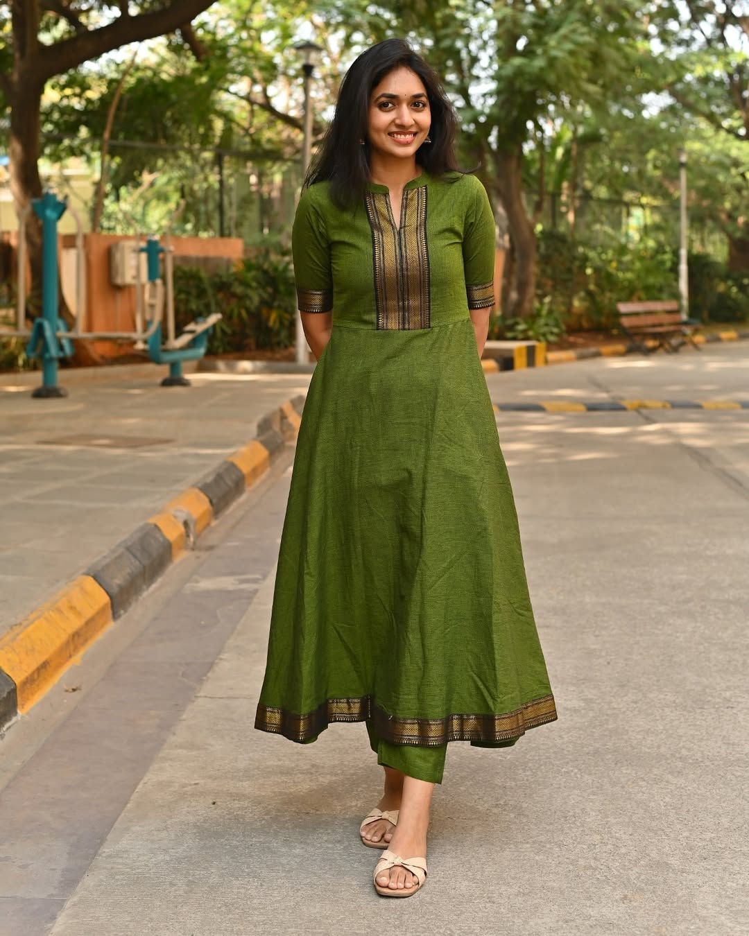 Forest Hues chanderi Kurta Set
