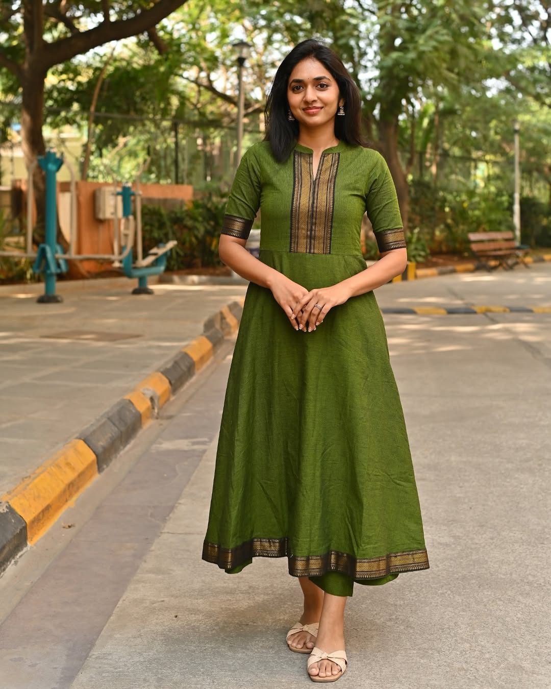 Forest Hues chanderi Kurta Set