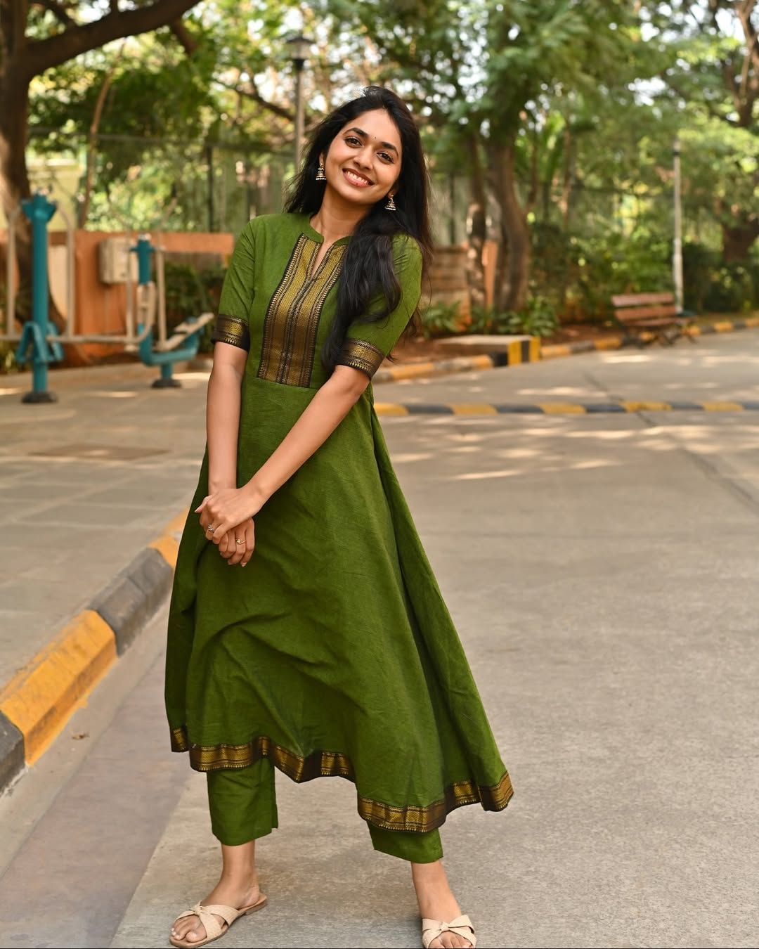 Forest Hues chanderi Kurta Set
