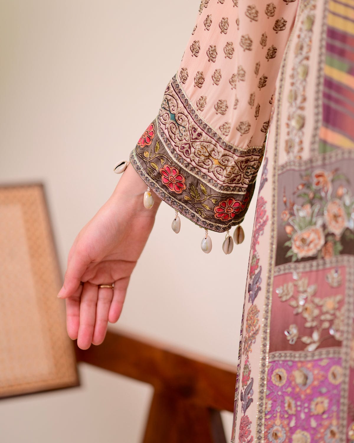 Green Crepe Handwork A Line Festive Suit
