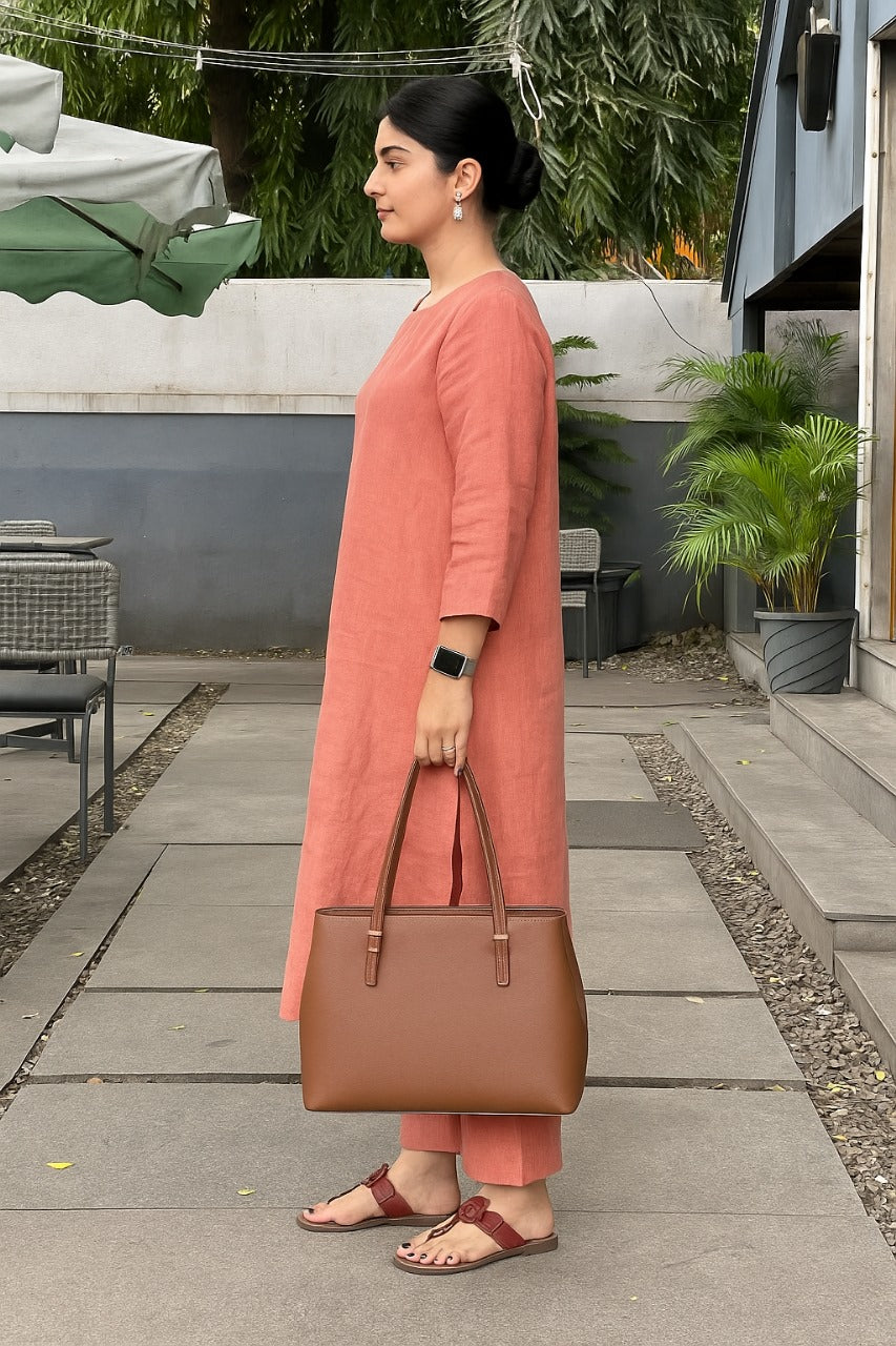 Women's Cotton Kurta pant sets - Light Pink