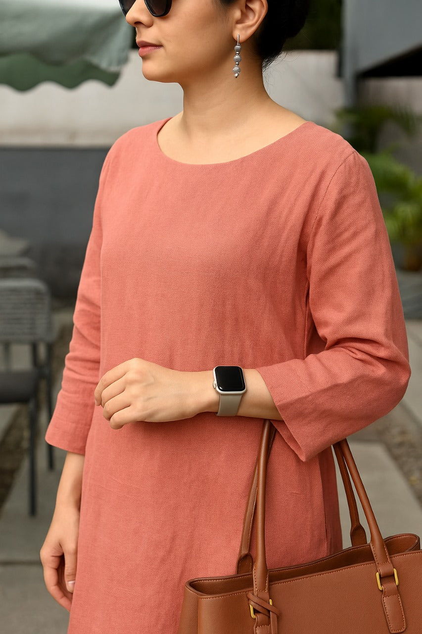 Women's Cotton Kurta pant sets - Light Pink