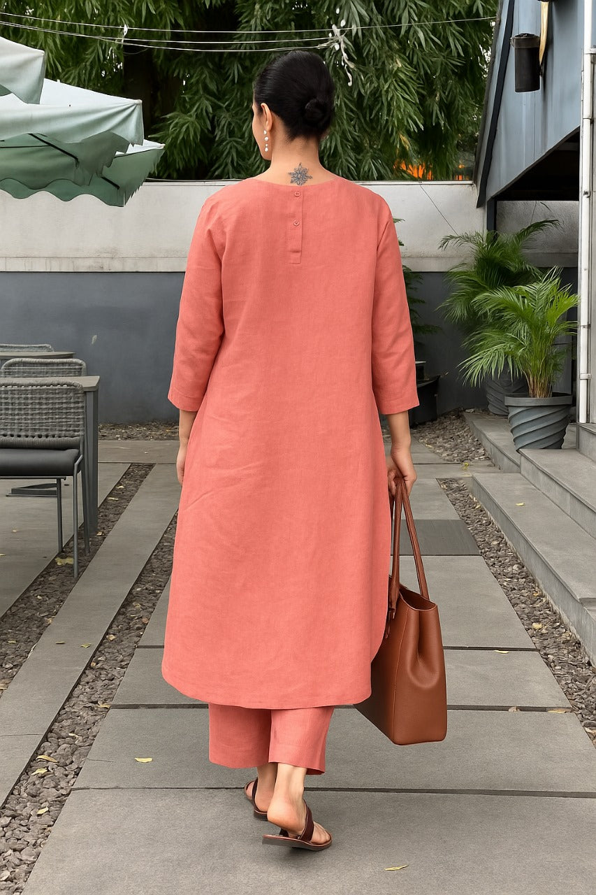 Women's Cotton Kurta pant sets - Light Pink