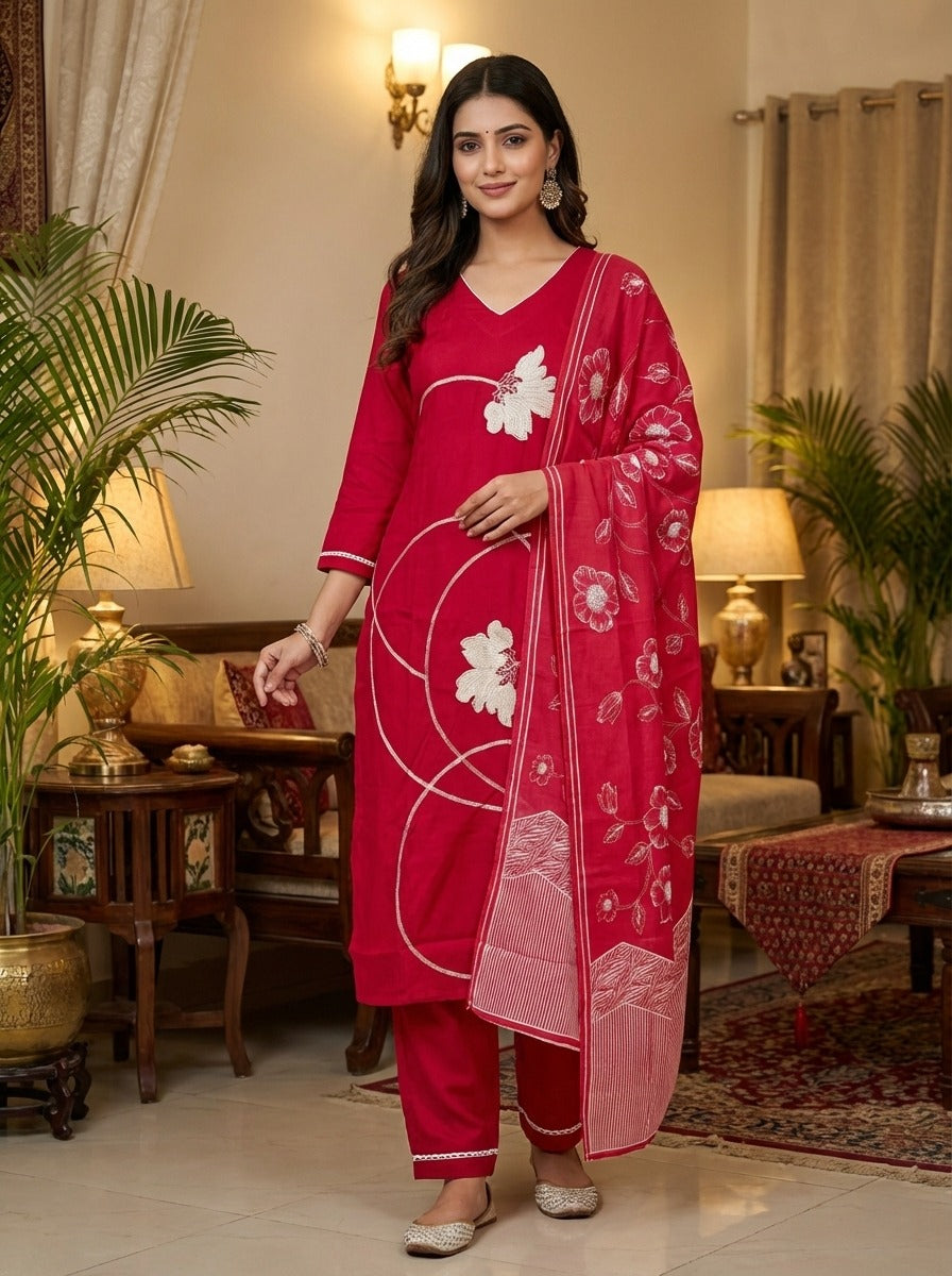 Women’s Embroidered Kurta Set with Dupatta