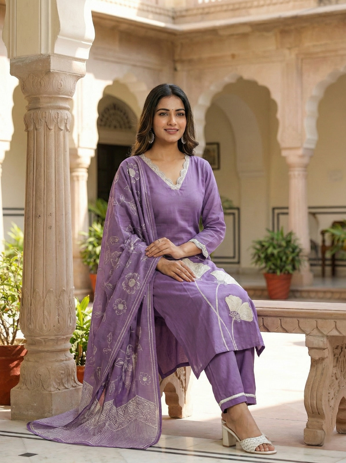 Women’s Embroidered Kurta Set with Dupatta