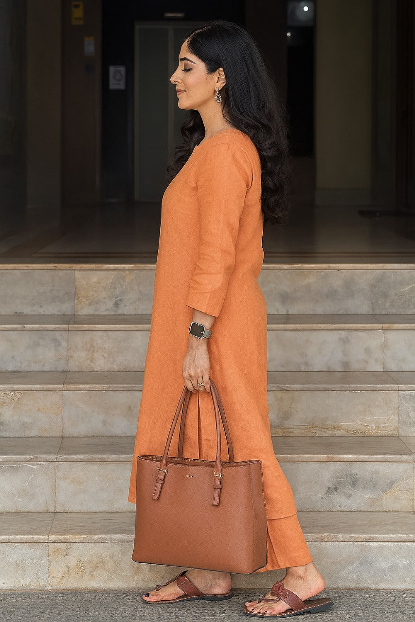 Women's Cotton Kurta pant sets - Orange